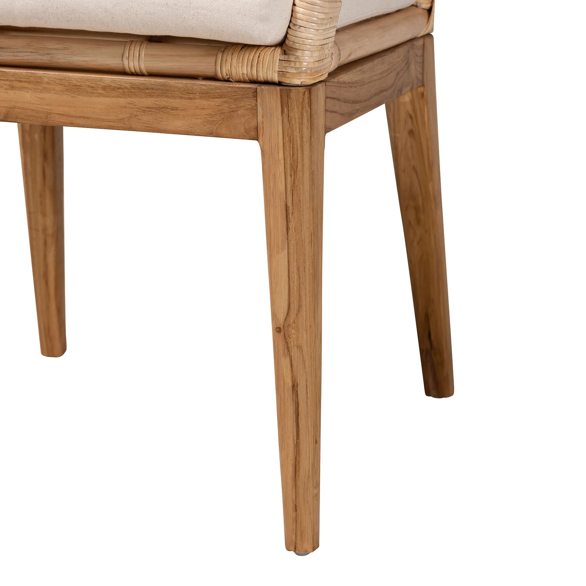 Baxton Studio bali & pari Storsel Modern Bohemian Natural Brown Finished Teak Wood and Rattan Dining Chair - Image 7
