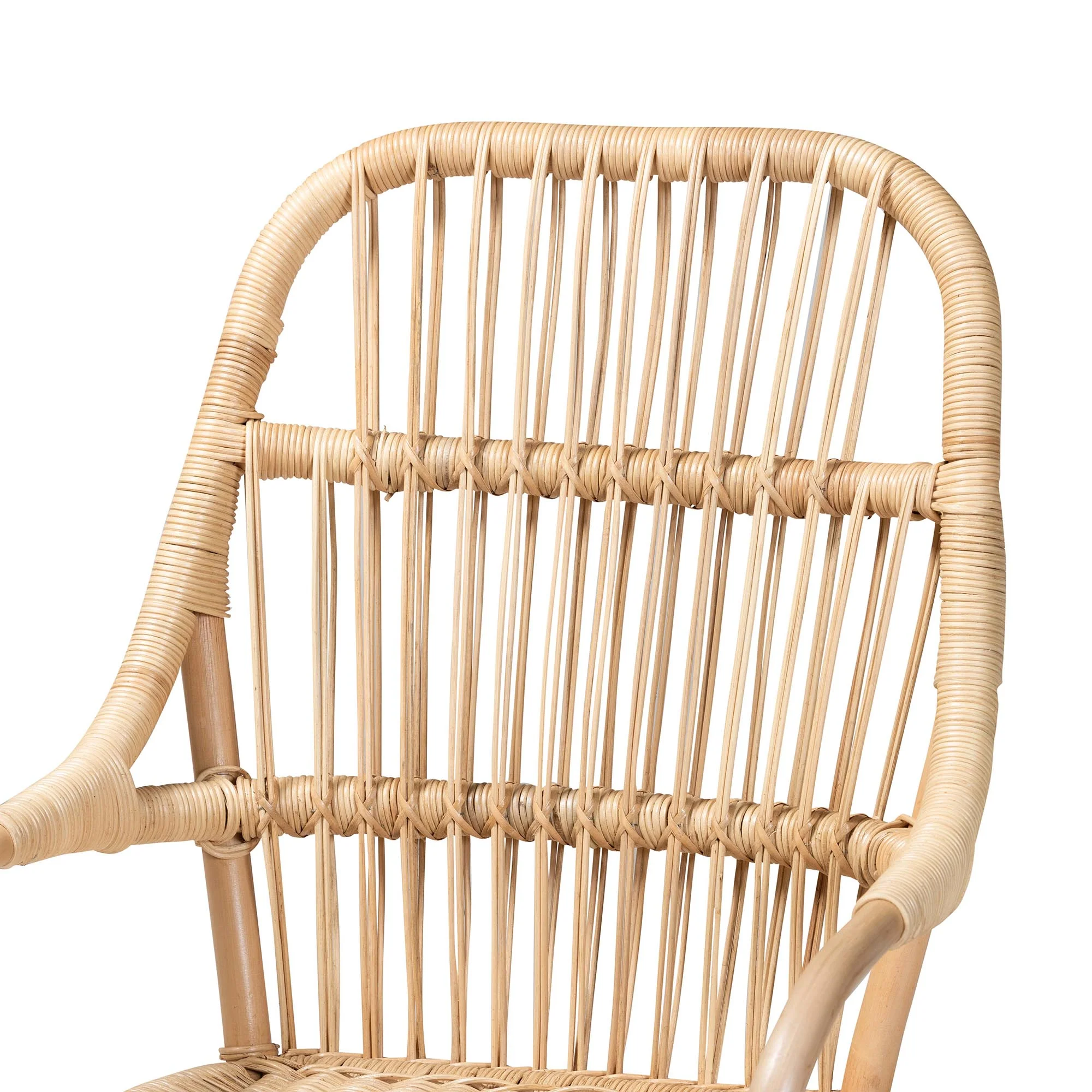 Baxton Studio bali & pari Sumatera Modern Bohemian Natural Brown Rattan 2-Piece Dining Chair Set - Image 5