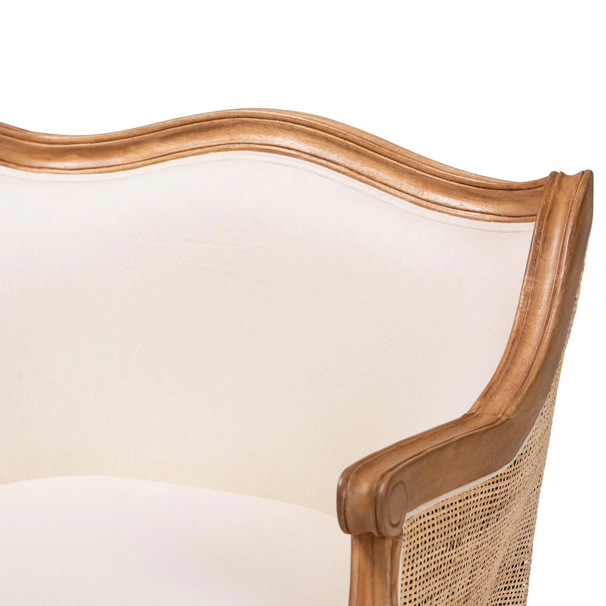 Baxton Studio bali & pari Sylvestra Traditional French Beige Fabric and Honey Oak Finished Wood Low Seat Accent Chair - Image 8