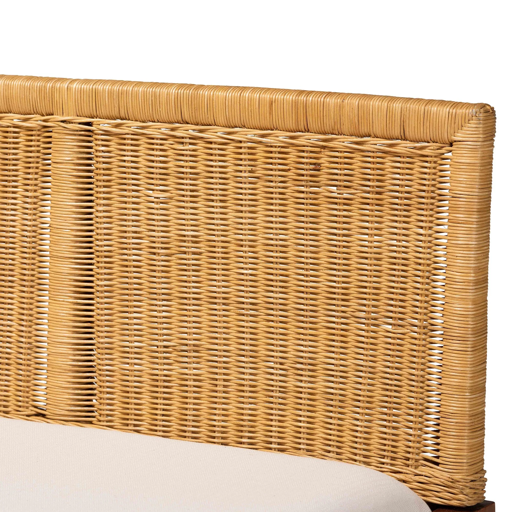 Baxton Studio bali & pari Tabanan Modern Bohemian Nautral Brown Rattan and Brown Acacia Wood 2-Piece Dining Nook Banquette Set - Image 5