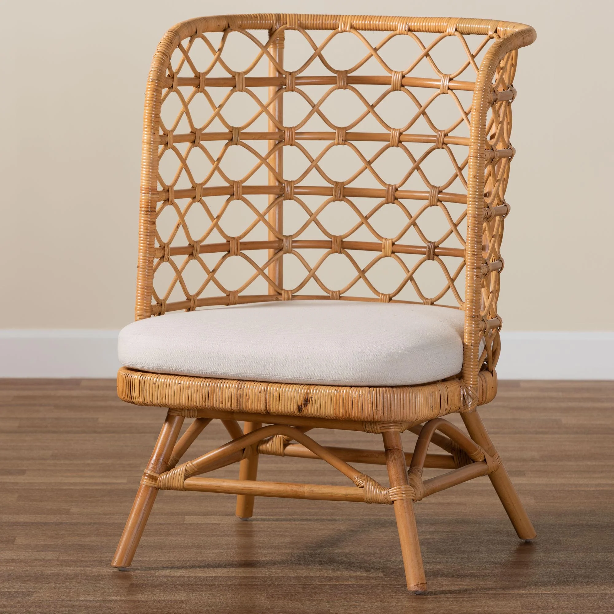 Baxton Studio bali & pari Tania Bohemian Light Honey Rattan Accent Chair - Image 2