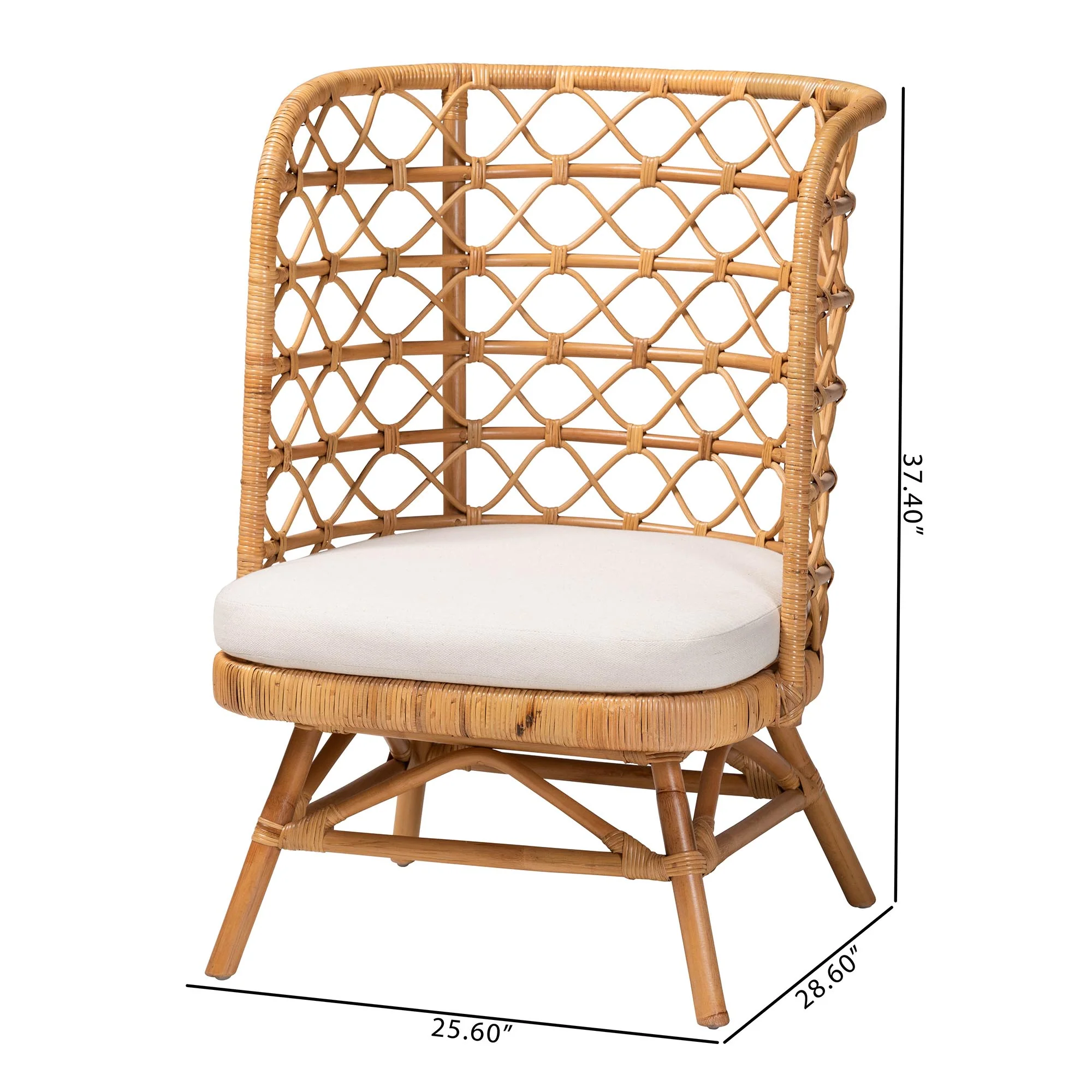 Baxton Studio bali & pari Tania Bohemian Light Honey Rattan Accent Chair - Image 3