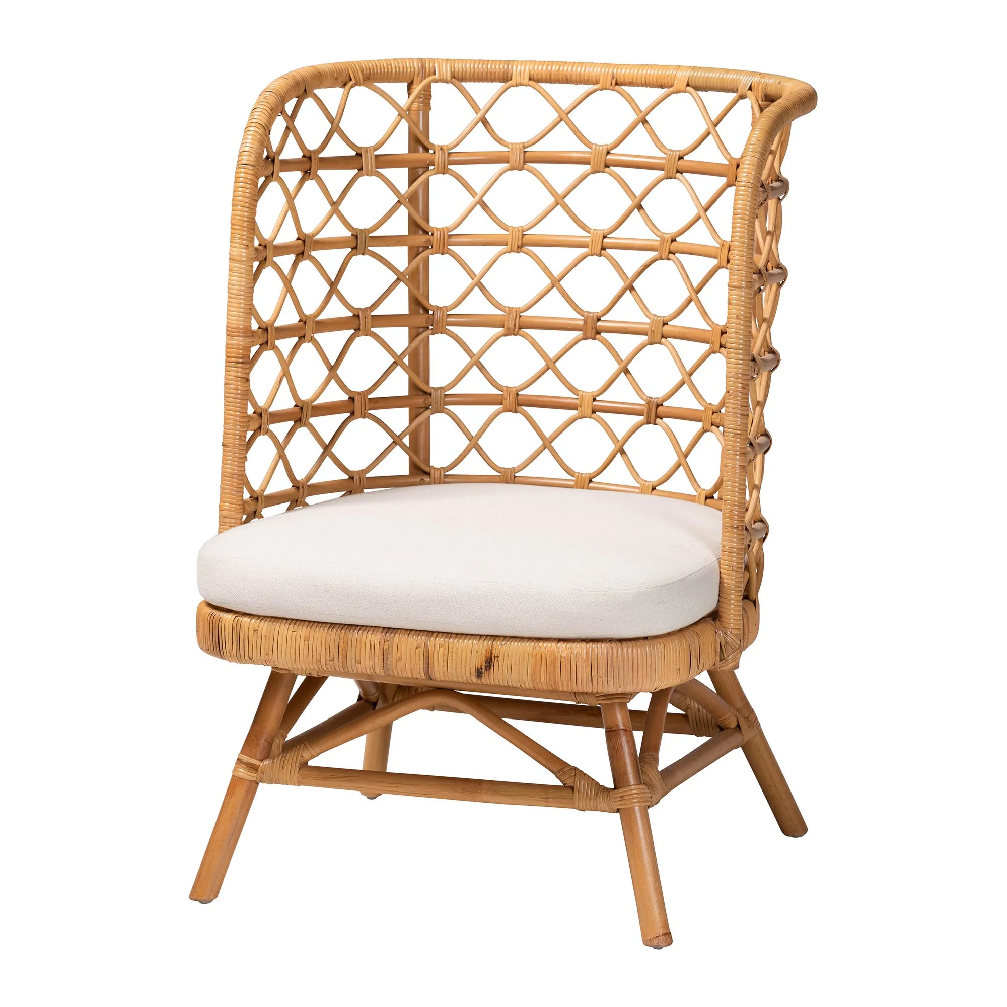 Baxton Studio bali & pari Tania Bohemian Light Honey Rattan Accent Chair - Image 4