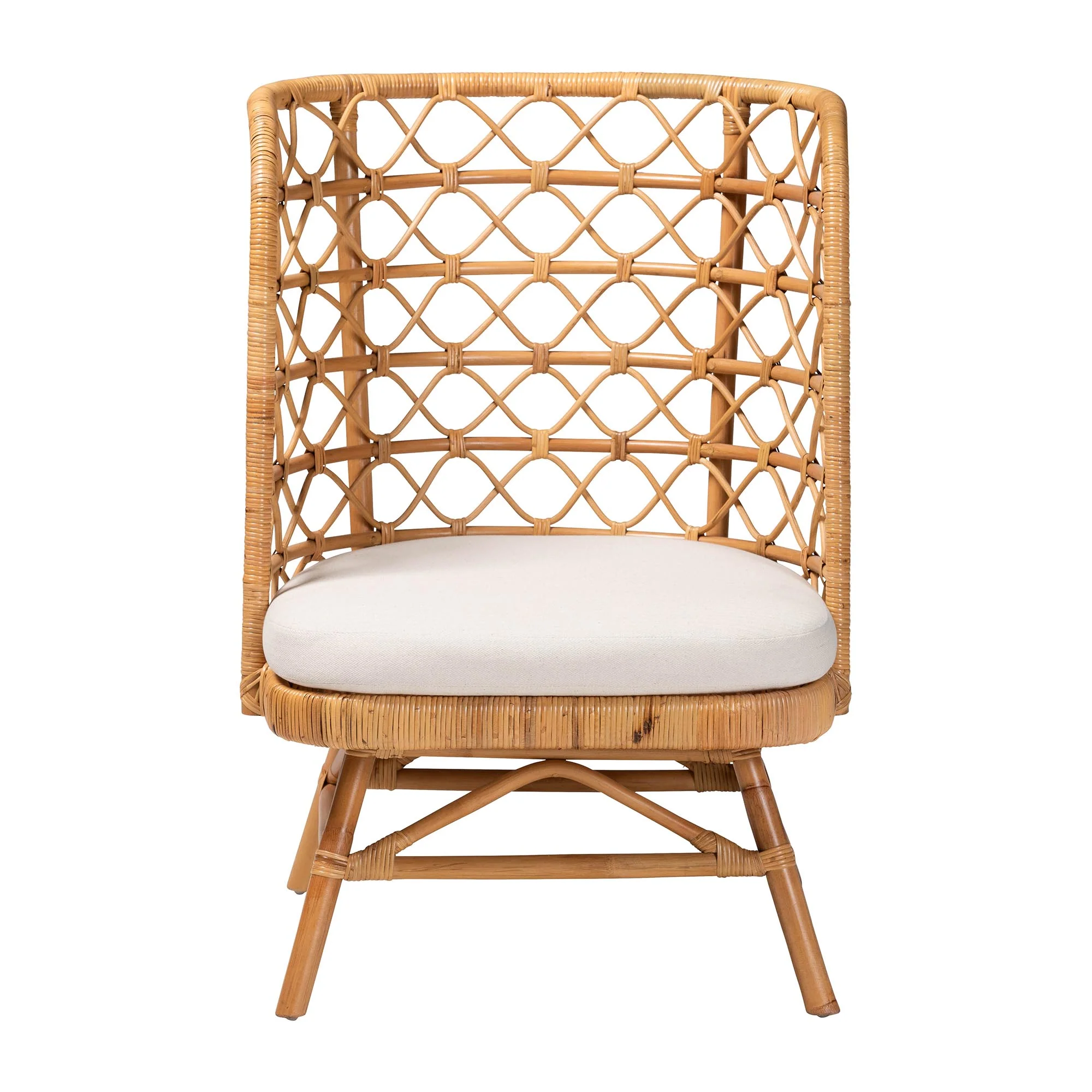 Baxton Studio bali & pari Tania Bohemian Light Honey Rattan Accent Chair - Image 5
