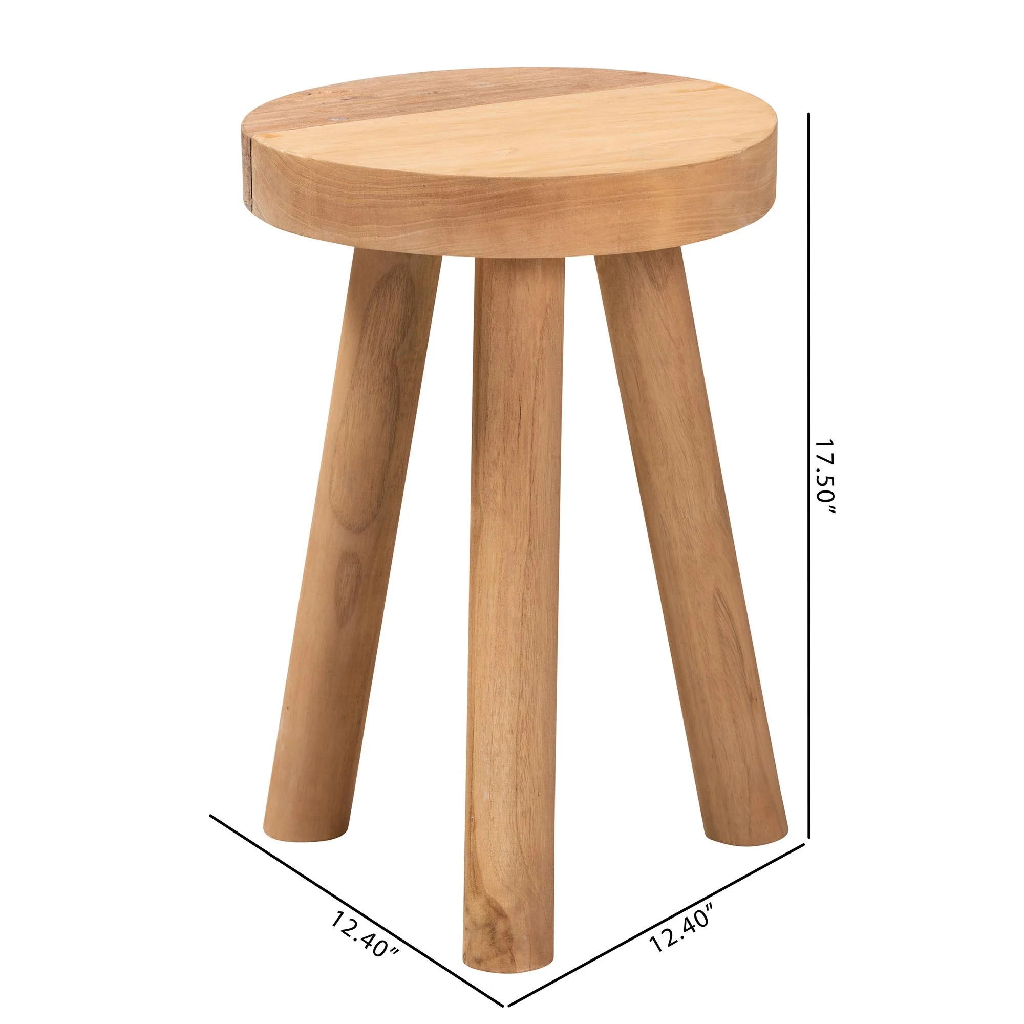 Baxton Studio bali & pari Terah Mid-Century Modern Natural Brown Teak Wood Ottoman Footstool - Image 2