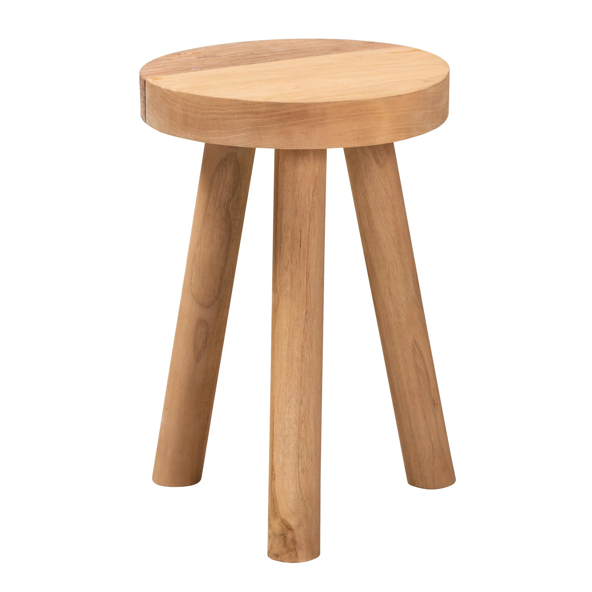 Baxton Studio bali & pari Terah Mid-Century Modern Natural Brown Teak Wood Ottoman Footstool - Image 3