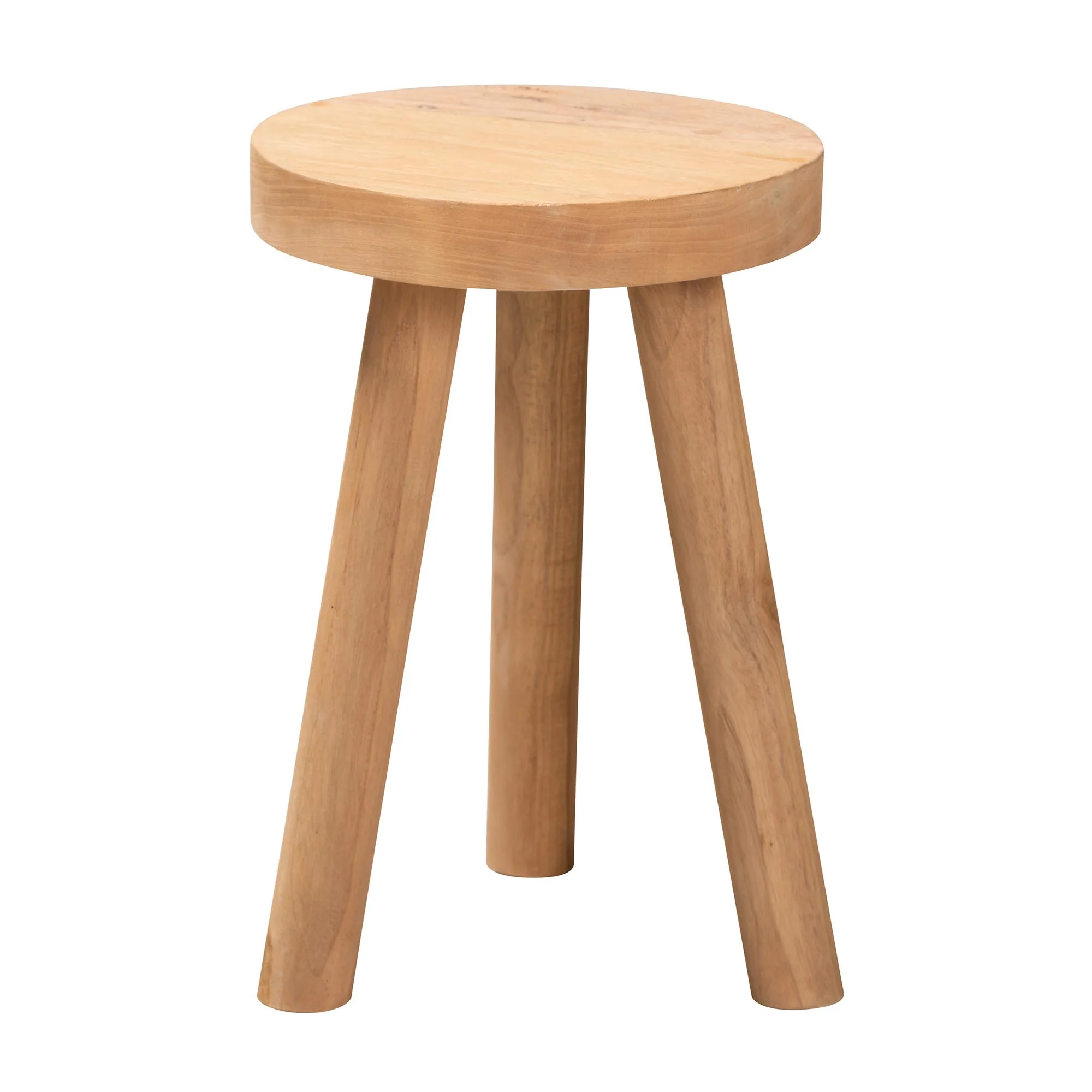 Baxton Studio bali & pari Terah Mid-Century Modern Natural Brown Teak Wood Ottoman Footstool - Image 4