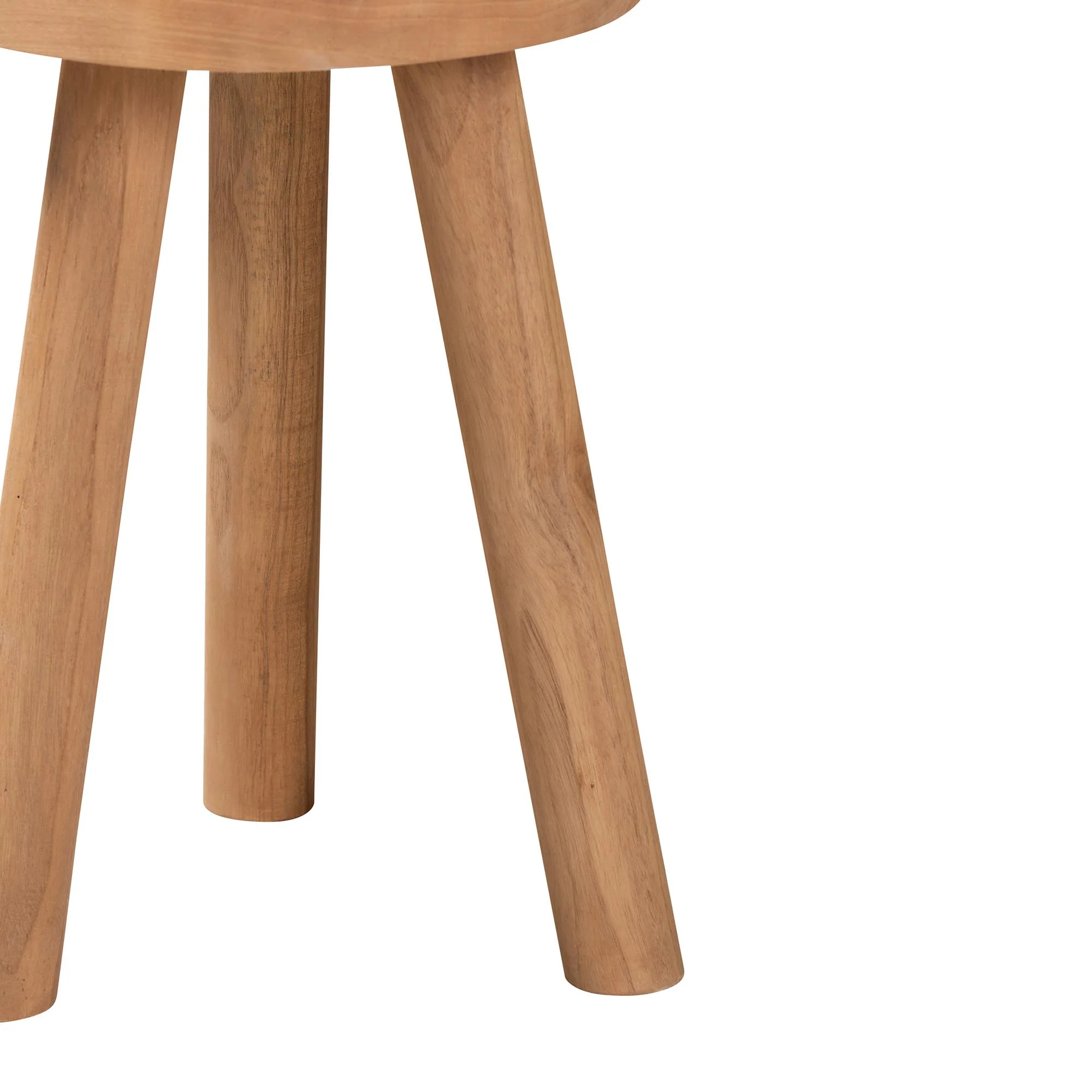 Baxton Studio bali & pari Terah Mid-Century Modern Natural Brown Teak Wood Ottoman Footstool - Image 5