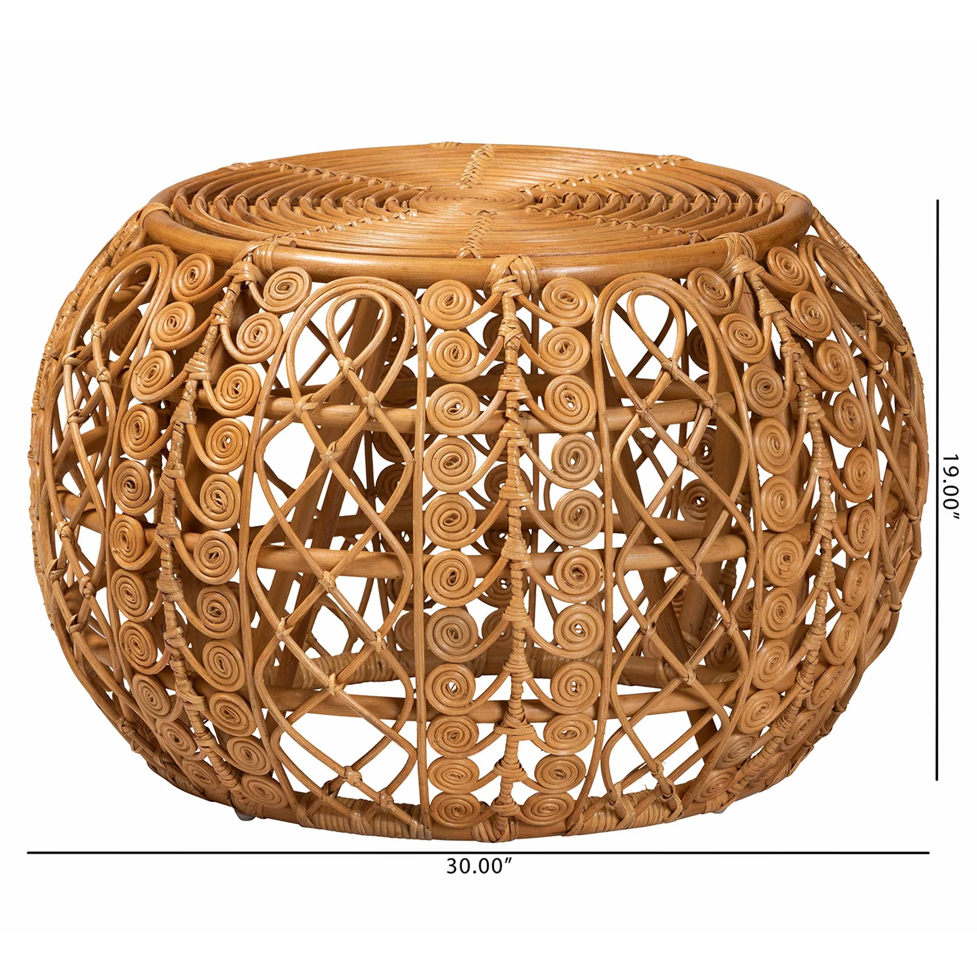 Baxton Studio bali & pari Tiramisu Modern Bohemian Natural Brown Rattan Coffee Table - Image 2