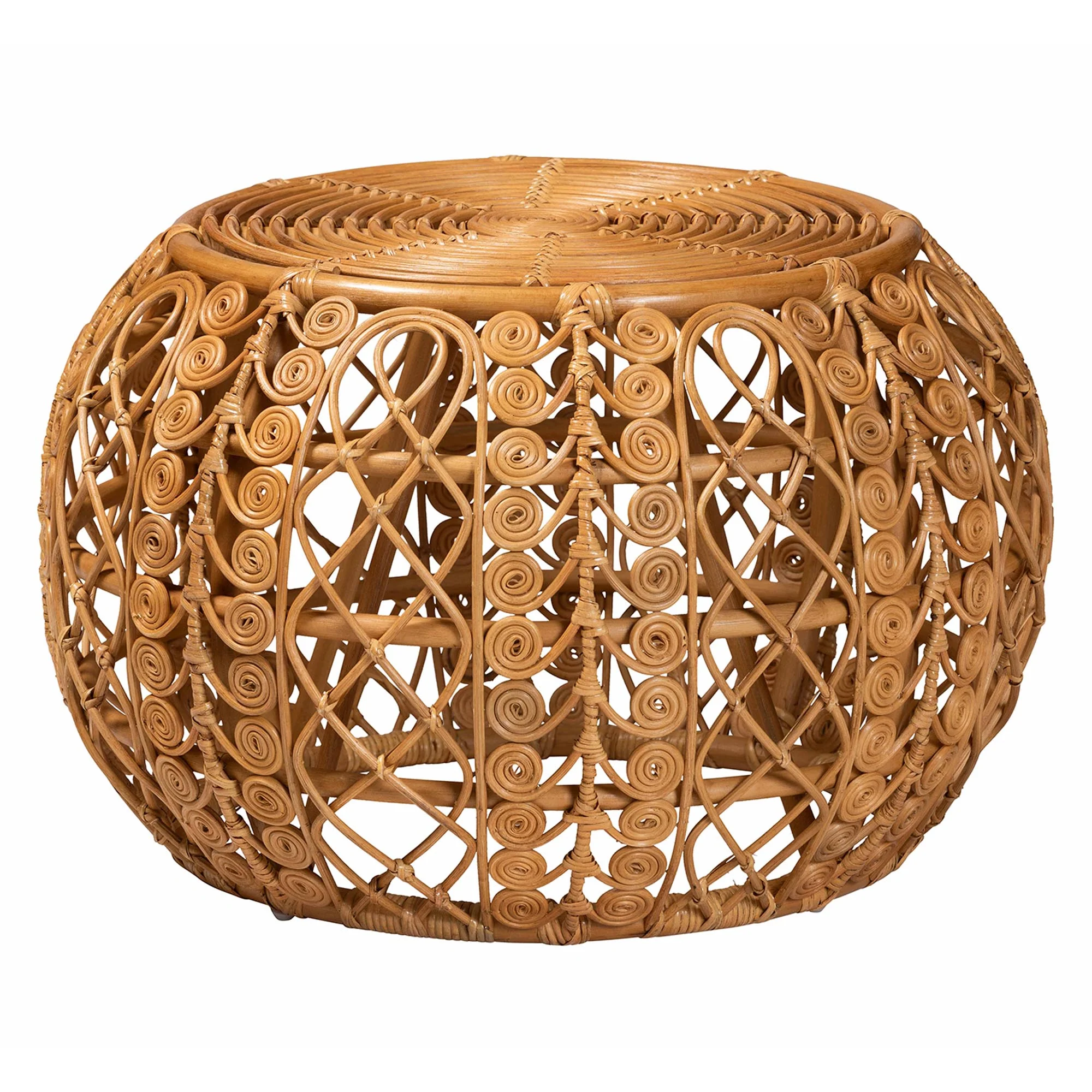 Baxton Studio bali & pari Tiramisu Modern Bohemian Natural Brown Rattan Coffee Table - Image 3