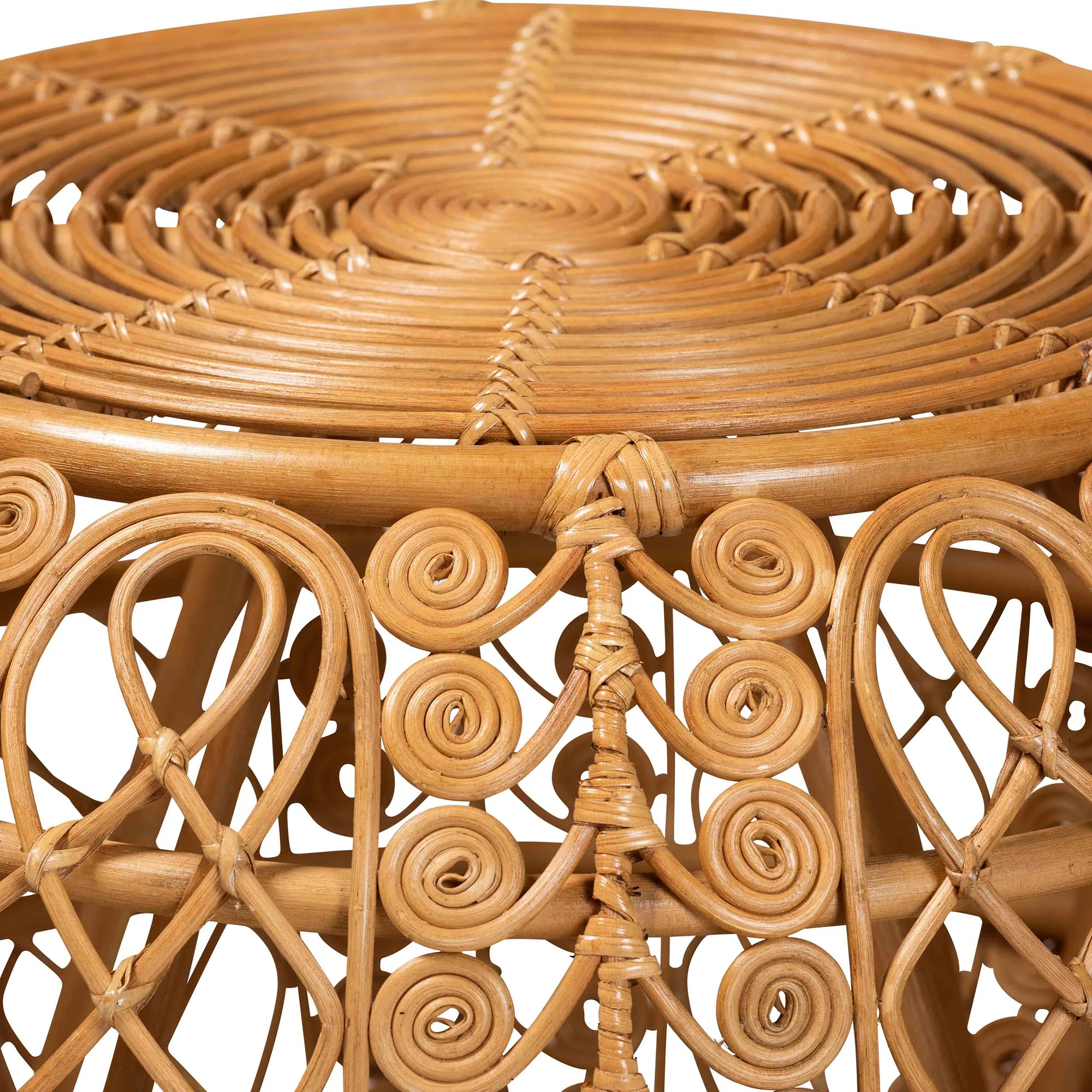 Baxton Studio bali & pari Tiramisu Modern Bohemian Natural Brown Rattan Coffee Table - Image 4