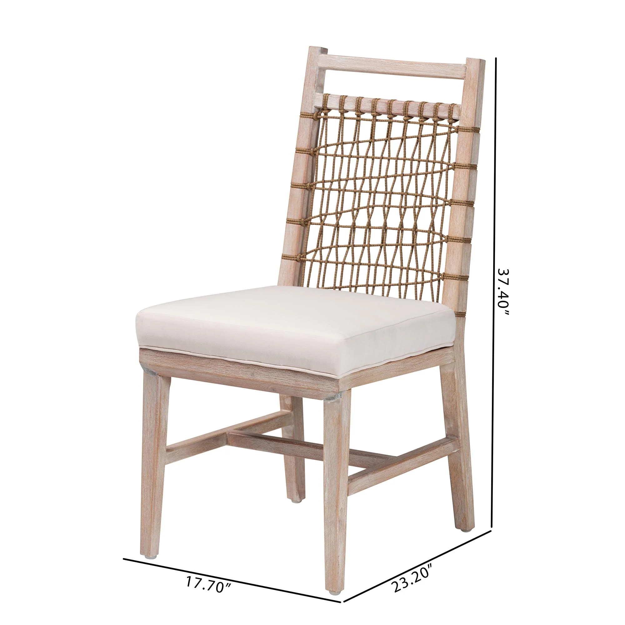 Baxton Studio bali & pari Ulric Modern Bohemian White Washed Mahogany Wood Dining Chair - Image 10