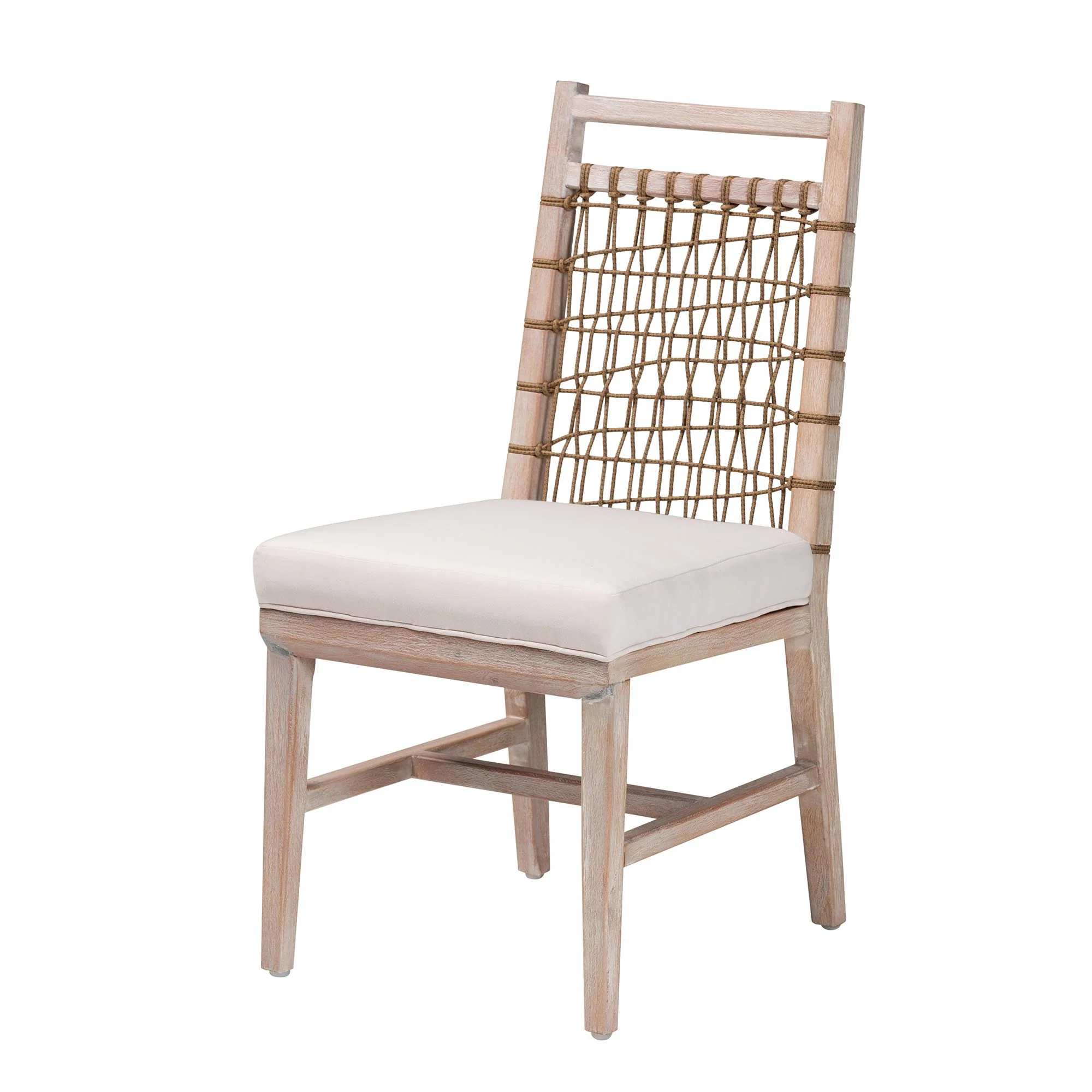 Baxton Studio bali & pari Ulric Modern Bohemian White Washed Mahogany Wood Dining Chair - Image 2