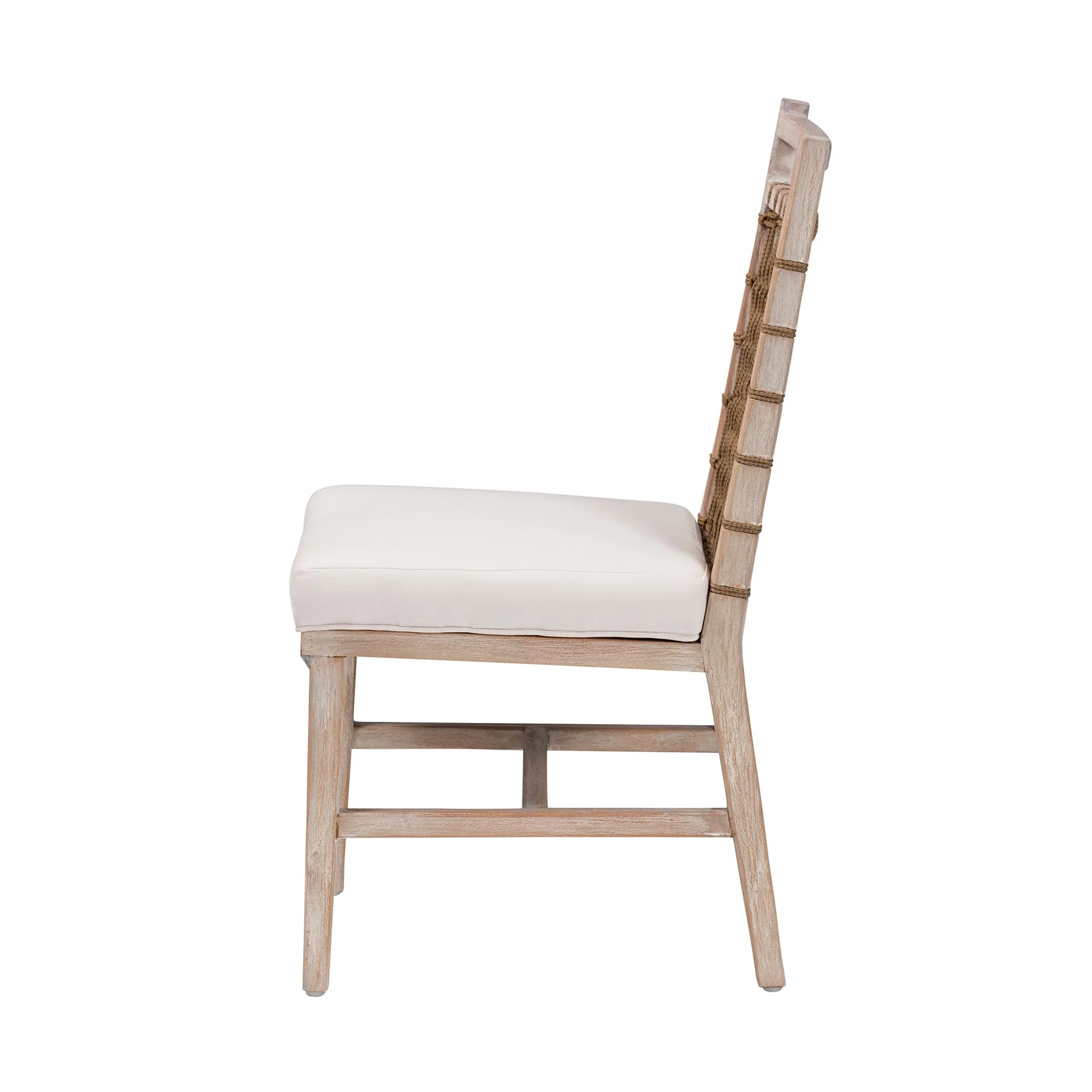 Baxton Studio bali & pari Ulric Modern Bohemian White Washed Mahogany Wood Dining Chair - Image 4