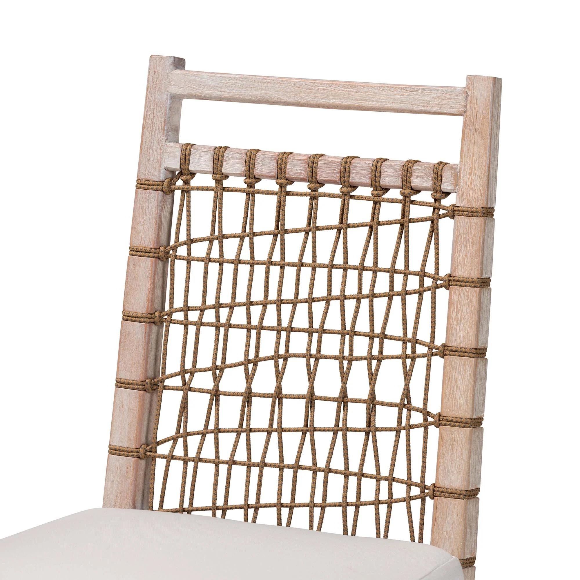 Baxton Studio bali & pari Ulric Modern Bohemian White Washed Mahogany Wood Dining Chair - Image 6