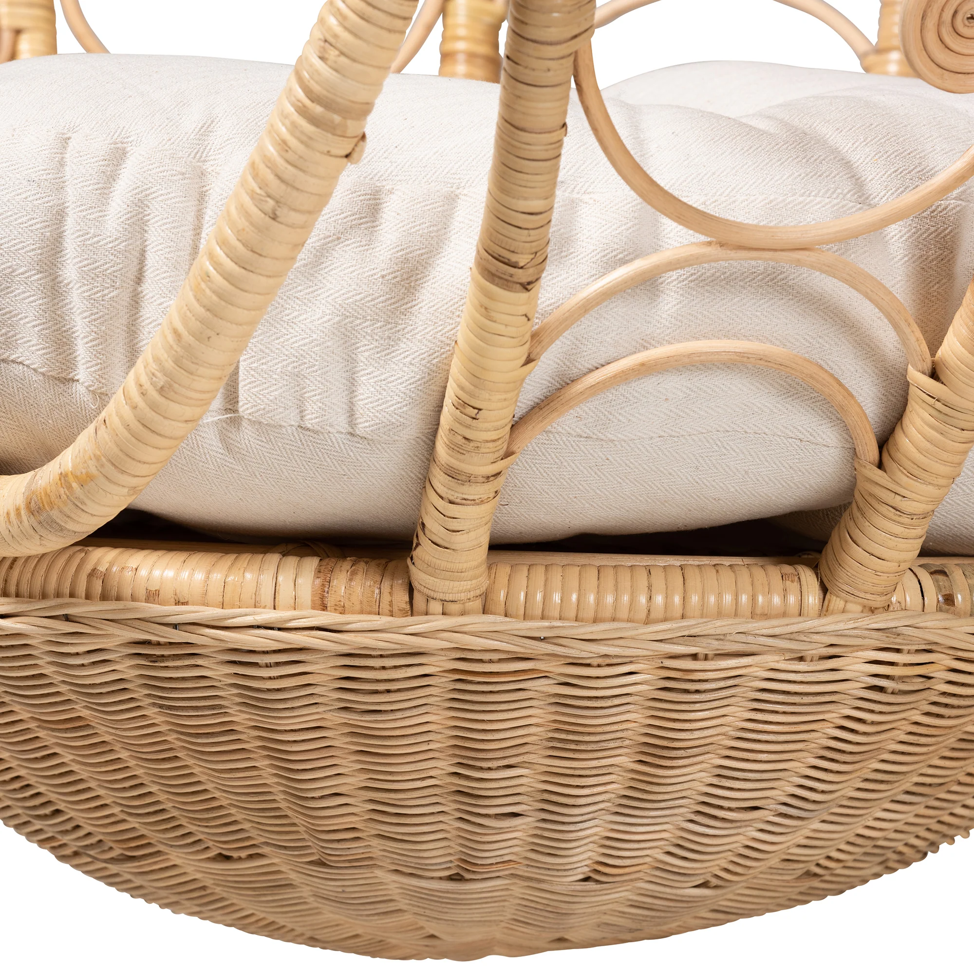 Baxton Studio bali & pari Umika Modern Bohemian Natural Brown Rattan Hanging Chair - Image 6