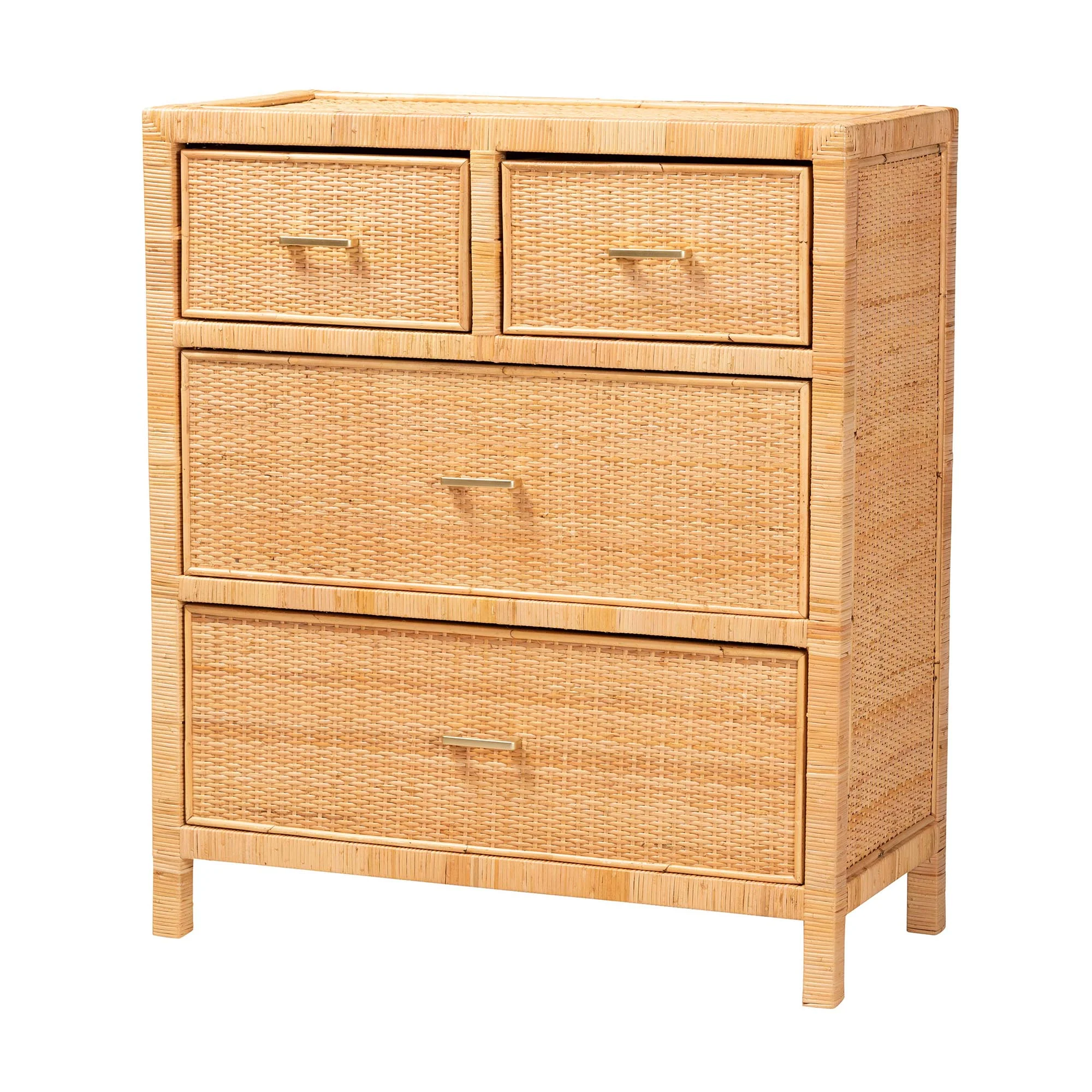 Baxton Studio bali & pari Vaere Modern Bohemian Natural Brown Rattan and Mahogany Wood Storage Cabinet - Image 2