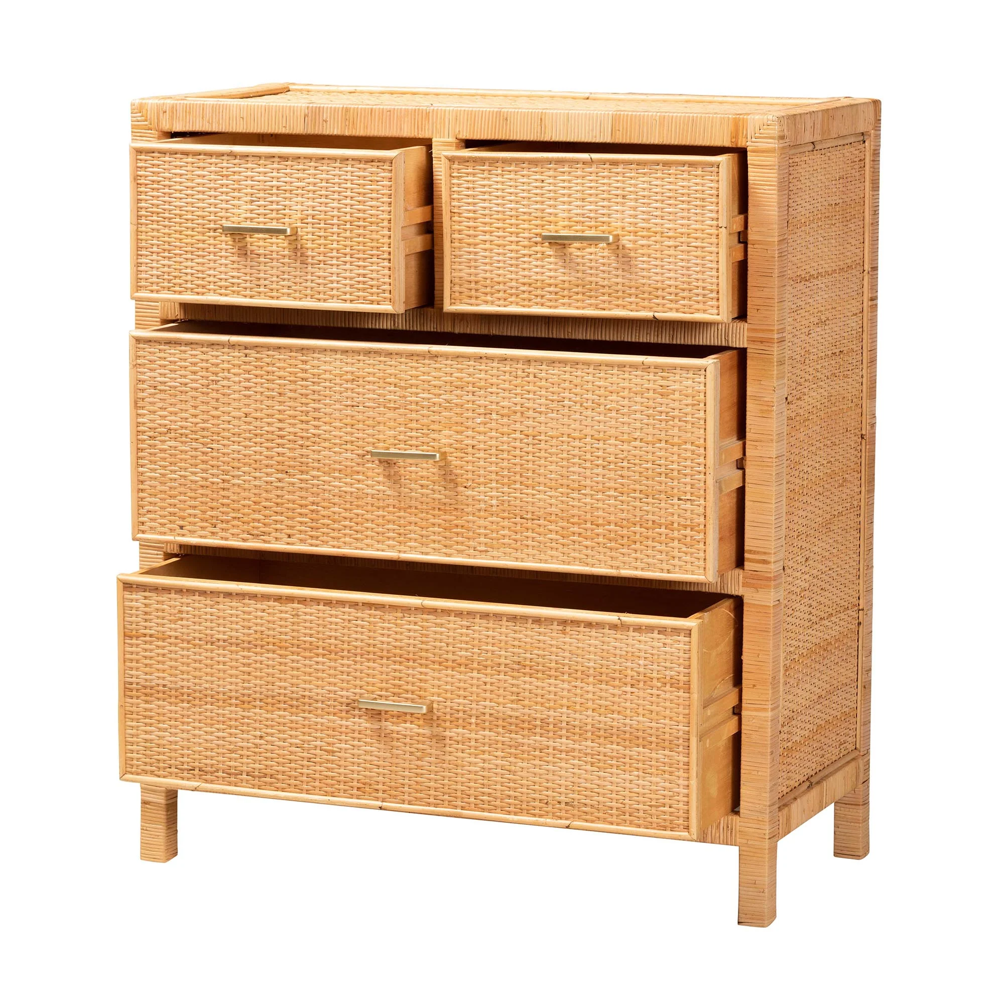 Baxton Studio bali & pari Vaere Modern Bohemian Natural Brown Rattan and Mahogany Wood Storage Cabinet - Image 3