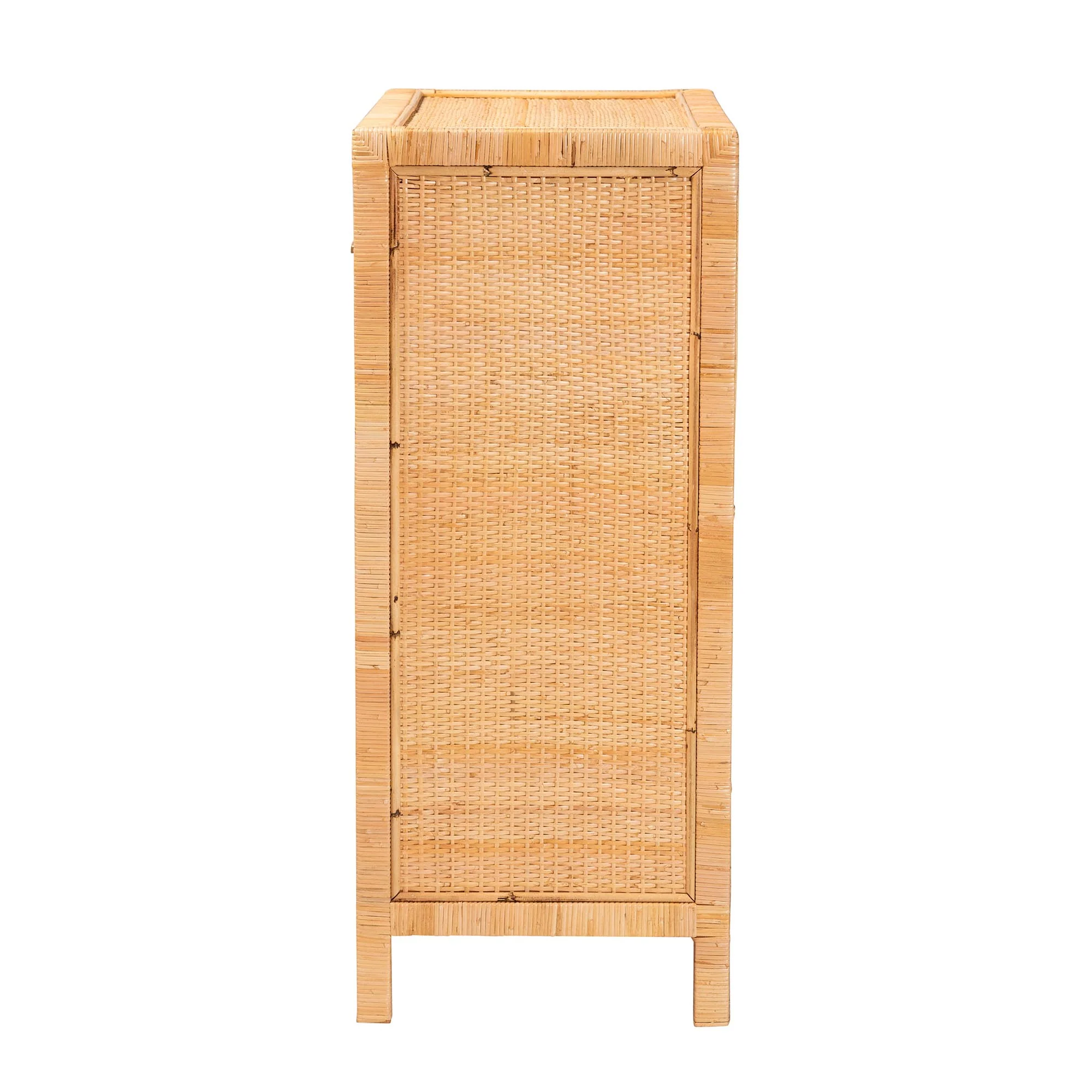 Baxton Studio bali & pari Vaere Modern Bohemian Natural Brown Rattan and Mahogany Wood Storage Cabinet - Image 4