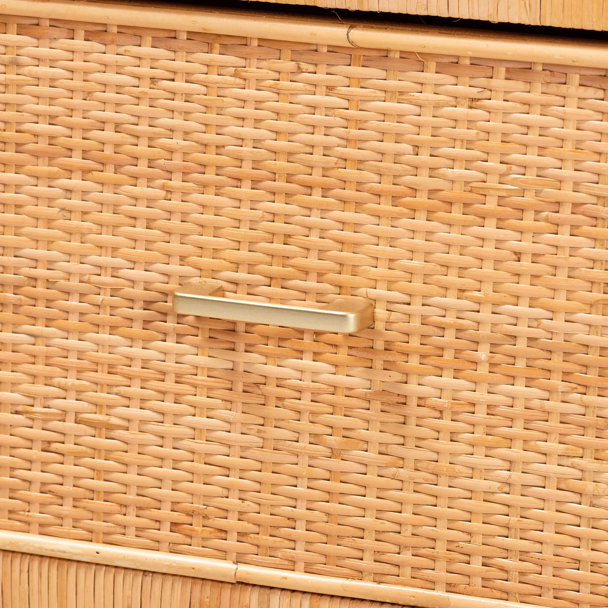Baxton Studio bali & pari Vaere Modern Bohemian Natural Brown Rattan and Mahogany Wood Storage Cabinet - Image 5