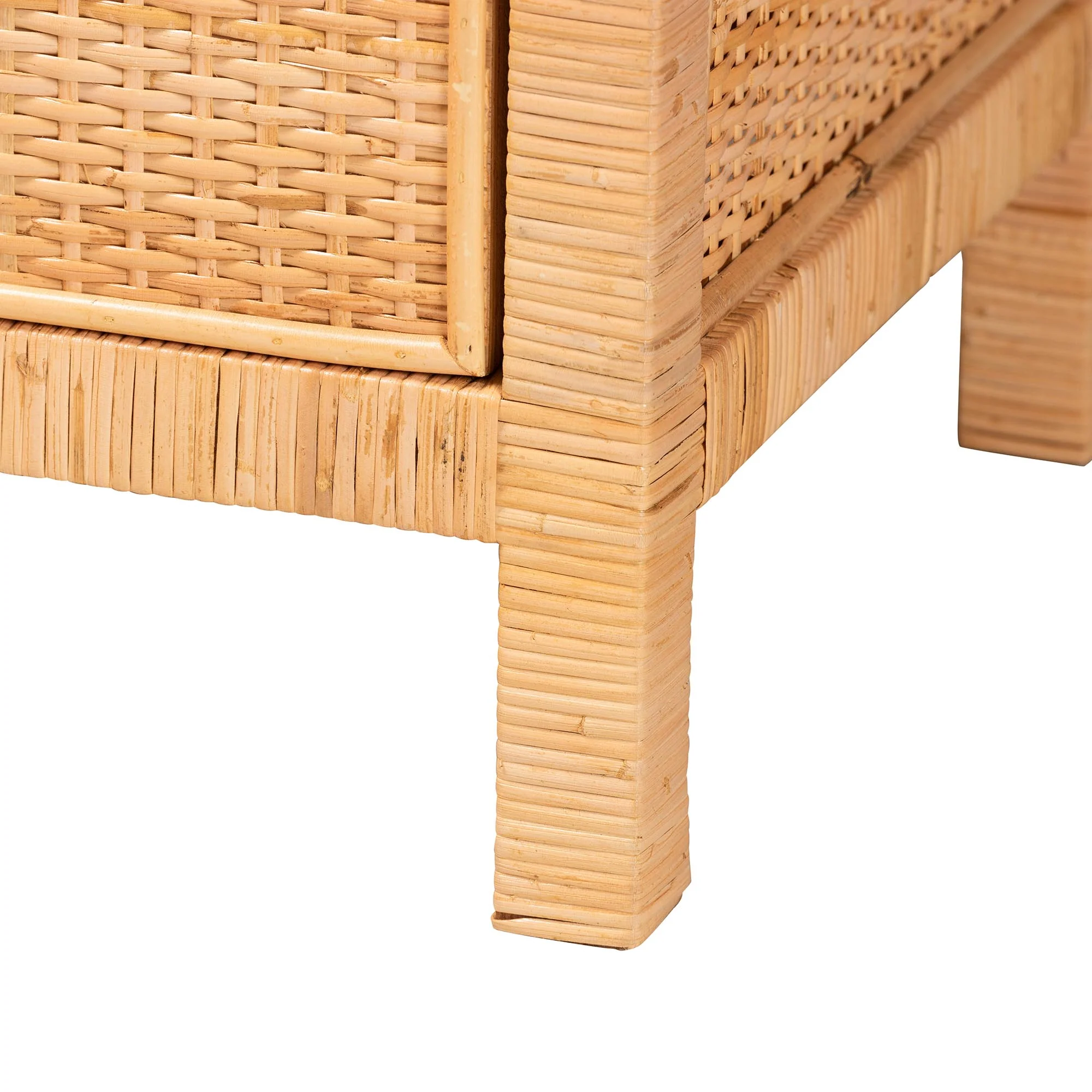 Baxton Studio bali & pari Vaere Modern Bohemian Natural Brown Rattan and Mahogany Wood Storage Cabinet - Image 6