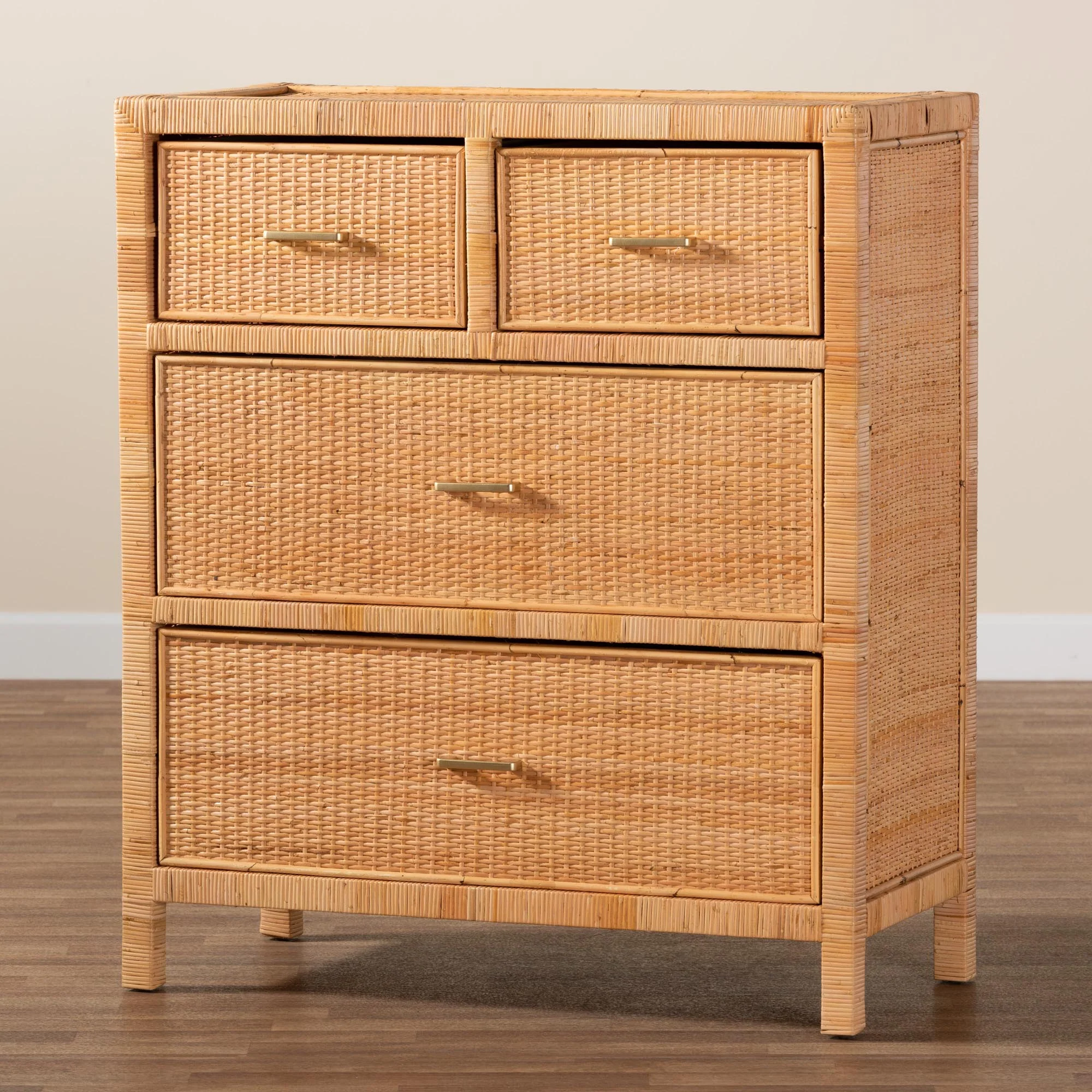 Baxton Studio bali & pari Vaere Modern Bohemian Natural Brown Rattan and Mahogany Wood Storage Cabinet - Image 9