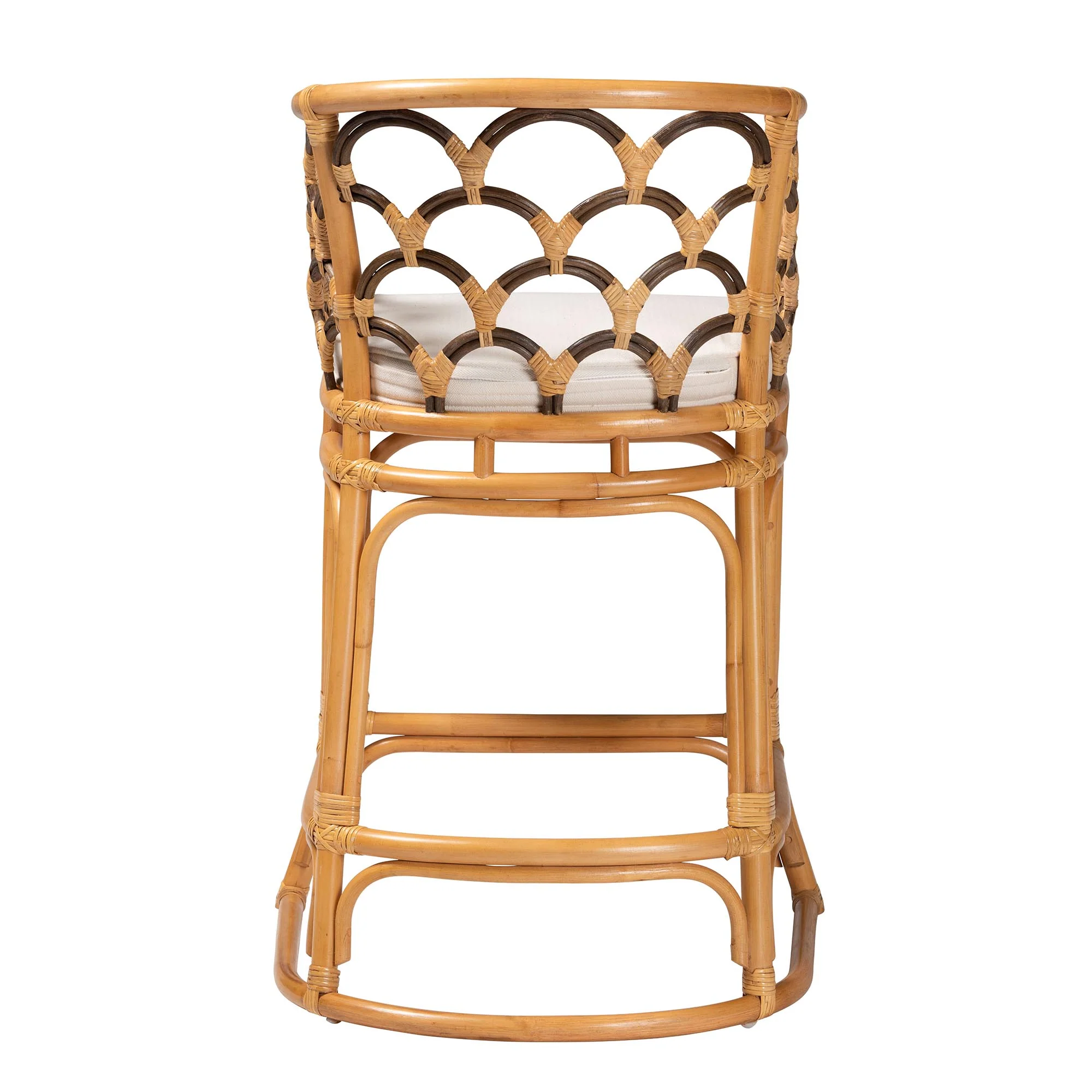 Baxton Studio bali & pari Veneto Modern Bohemian Light Honey and Dark Brown Rattan Bar Stool - Image 5