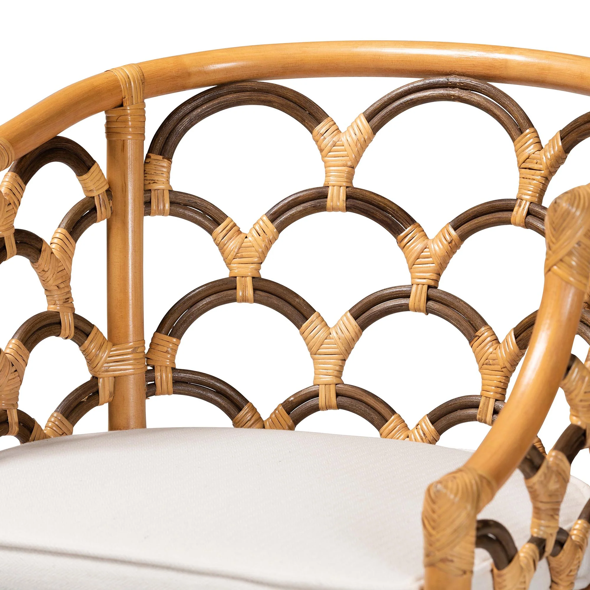 Baxton Studio bali & pari Veneto Modern Bohemian Light Honey and Dark Brown Rattan Bar Stool - Image 6