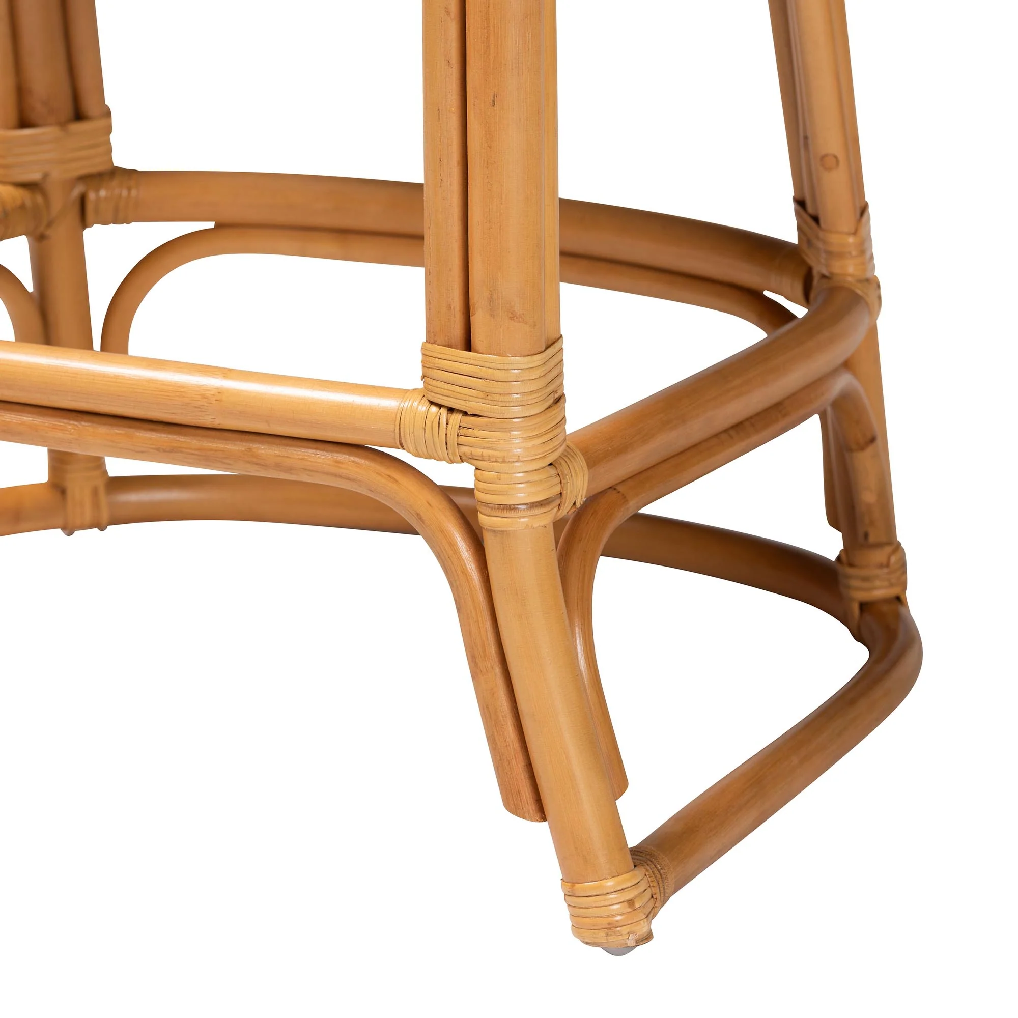 Baxton Studio bali & pari Veneto Modern Bohemian Light Honey and Dark Brown Rattan Bar Stool - Image 7