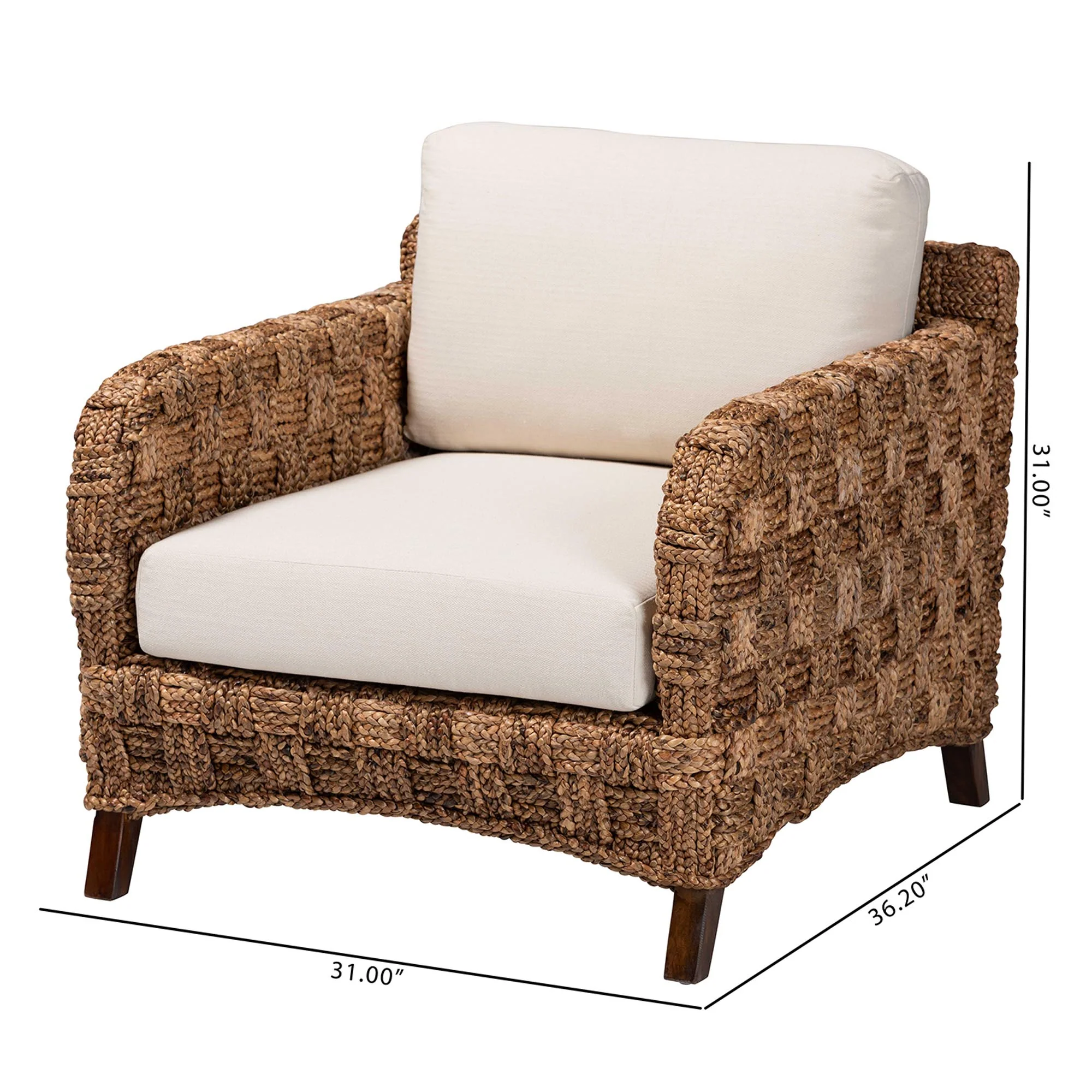 Baxton Studio bali & pari Vevina Modern Bohemian Dark Brown Mahogany Wood and Woven Seagrass Arm Chair - Image 10