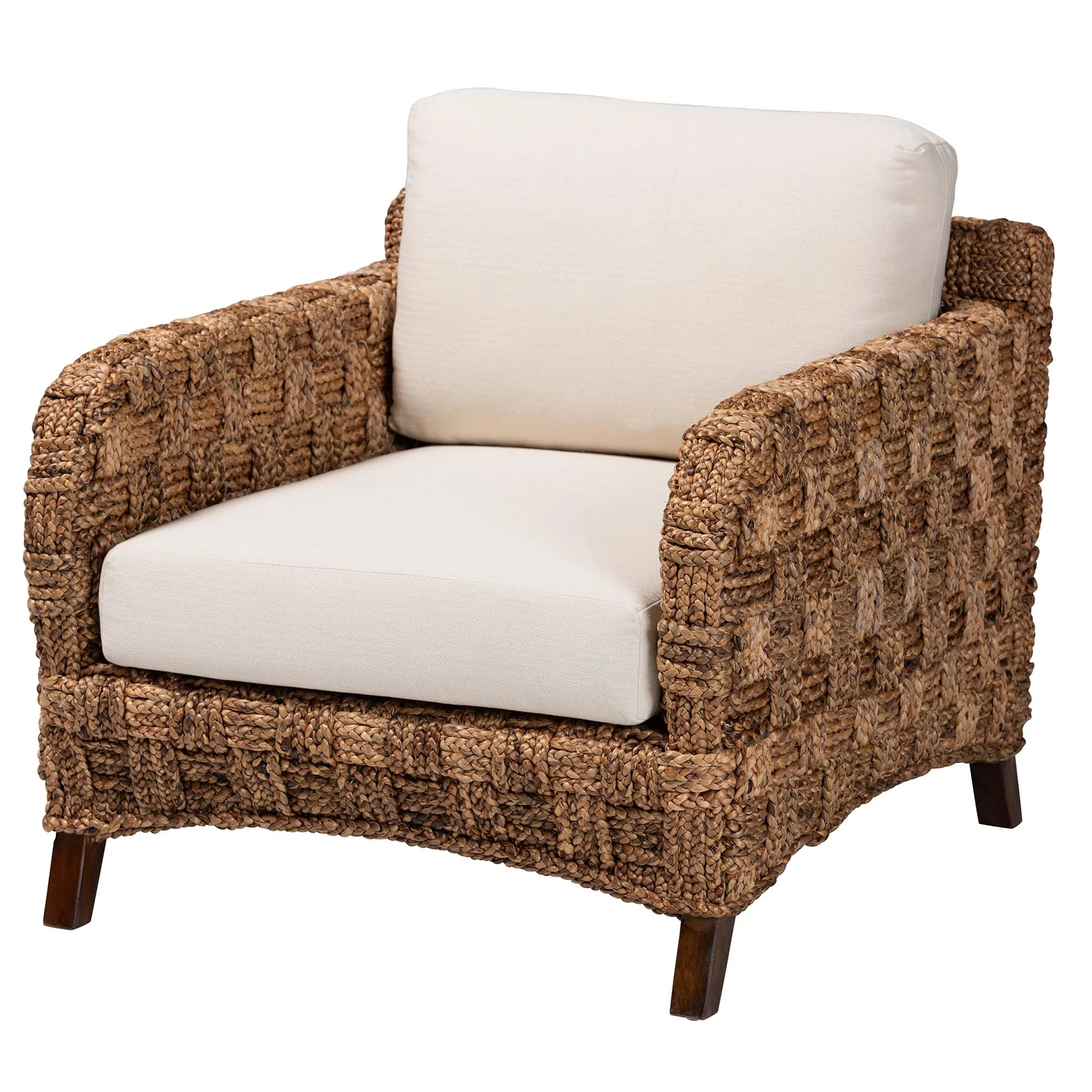 Baxton Studio bali & pari Vevina Modern Bohemian Dark Brown Mahogany Wood and Woven Seagrass Arm Chair - Image 2