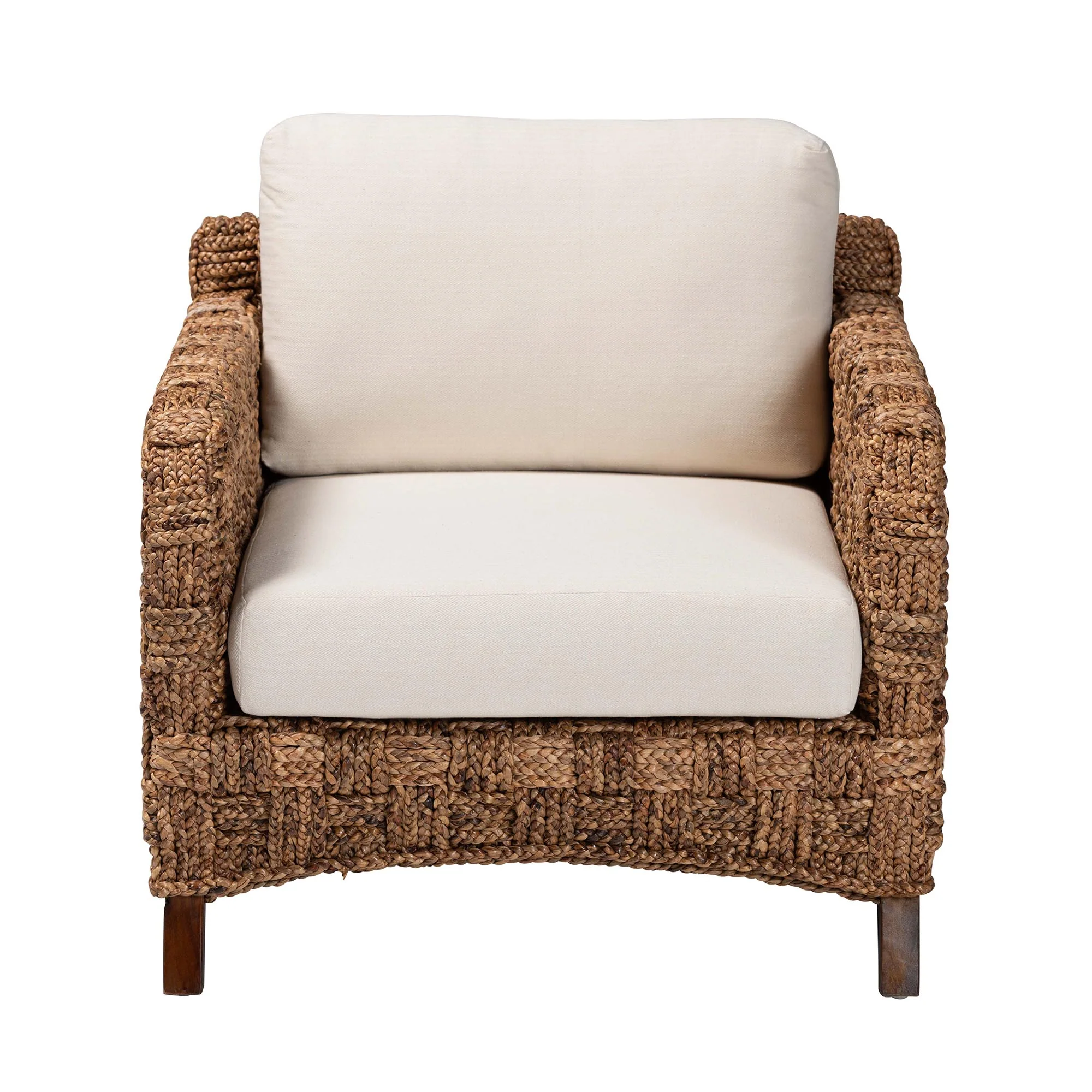 Baxton Studio bali & pari Vevina Modern Bohemian Dark Brown Mahogany Wood and Woven Seagrass Arm Chair - Image 3