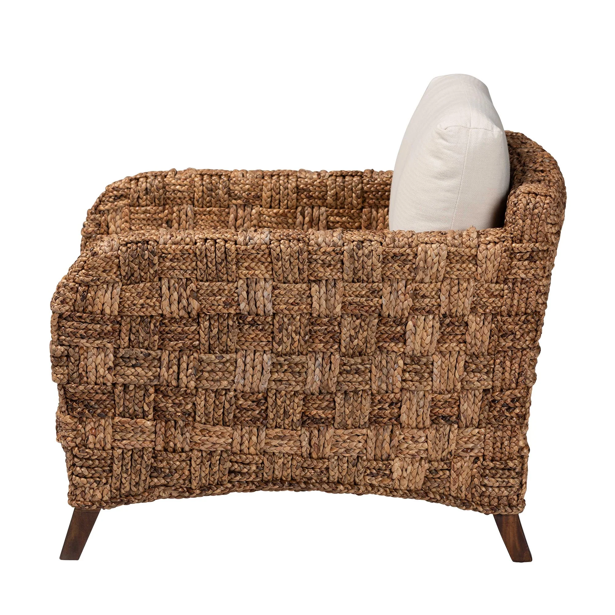 Baxton Studio bali & pari Vevina Modern Bohemian Dark Brown Mahogany Wood and Woven Seagrass Arm Chair - Image 4