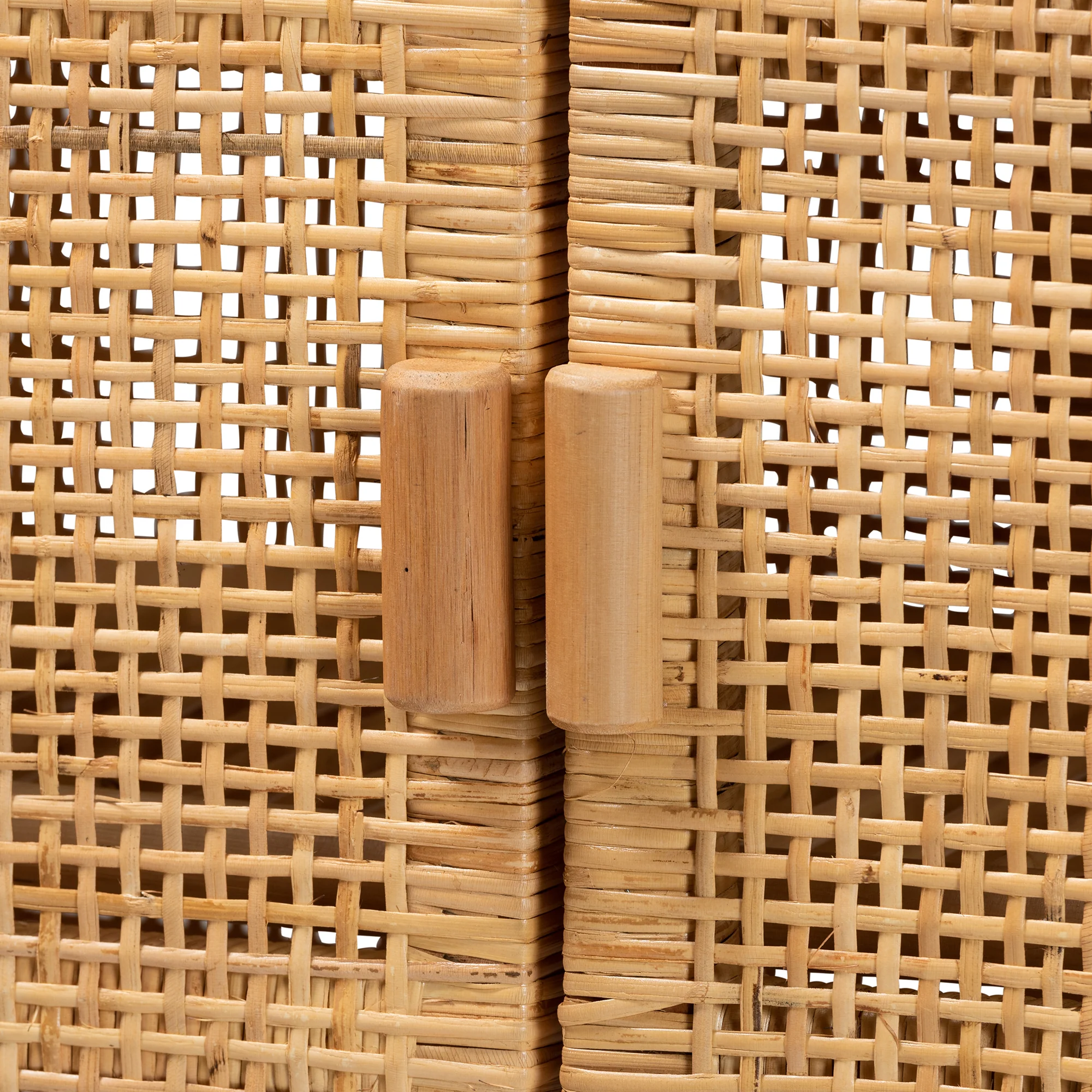 Baxton Studio bali & pari Vivan Modern Bohemian Natural Brown Rattan and Mahogany Wood 3-Shelf Storage Cabinet - Image 7