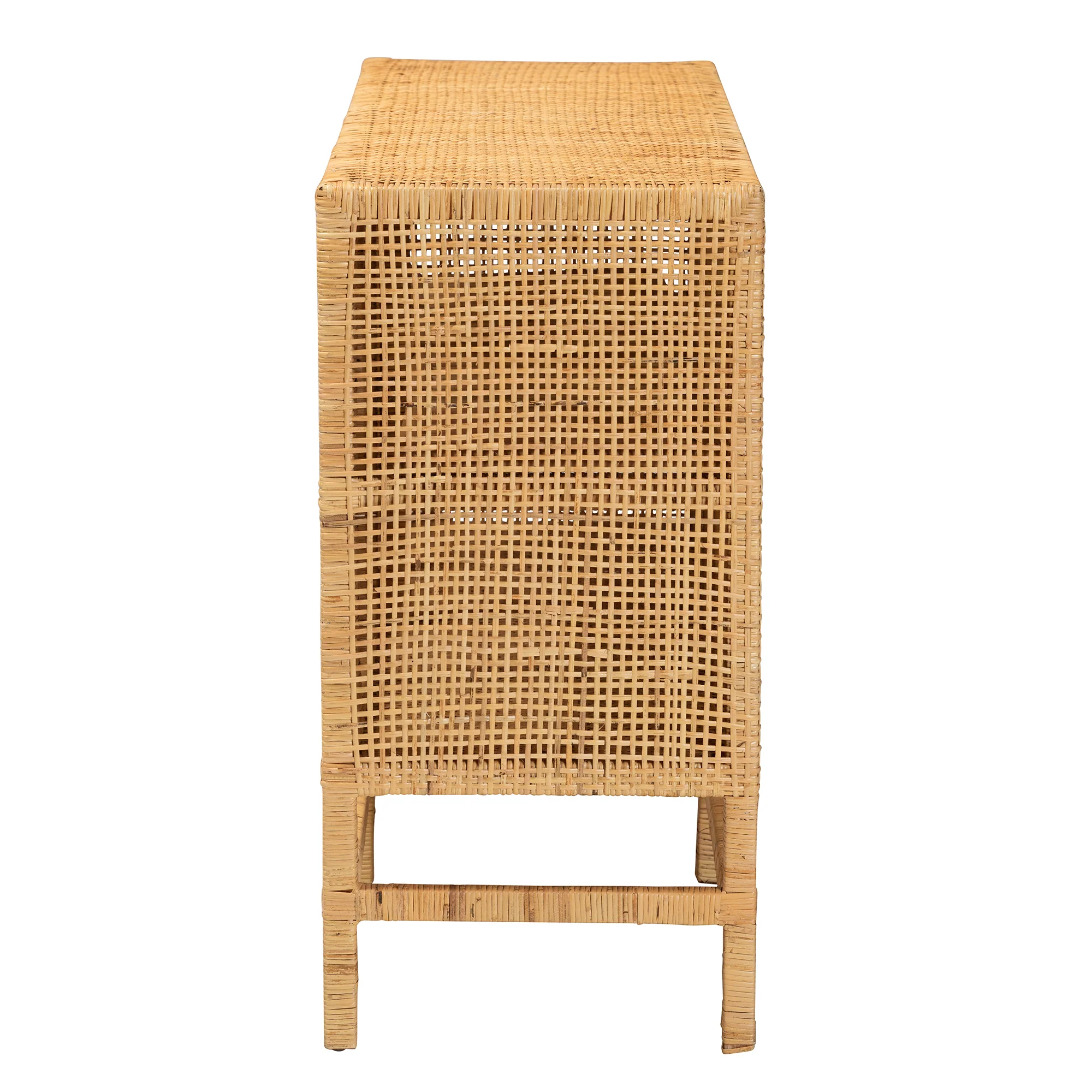 Baxton Studio bali & pari Vivan Modern Bohemian Natural Brown Rattan and Mahogany Wood Storage Cabinet - Image 5