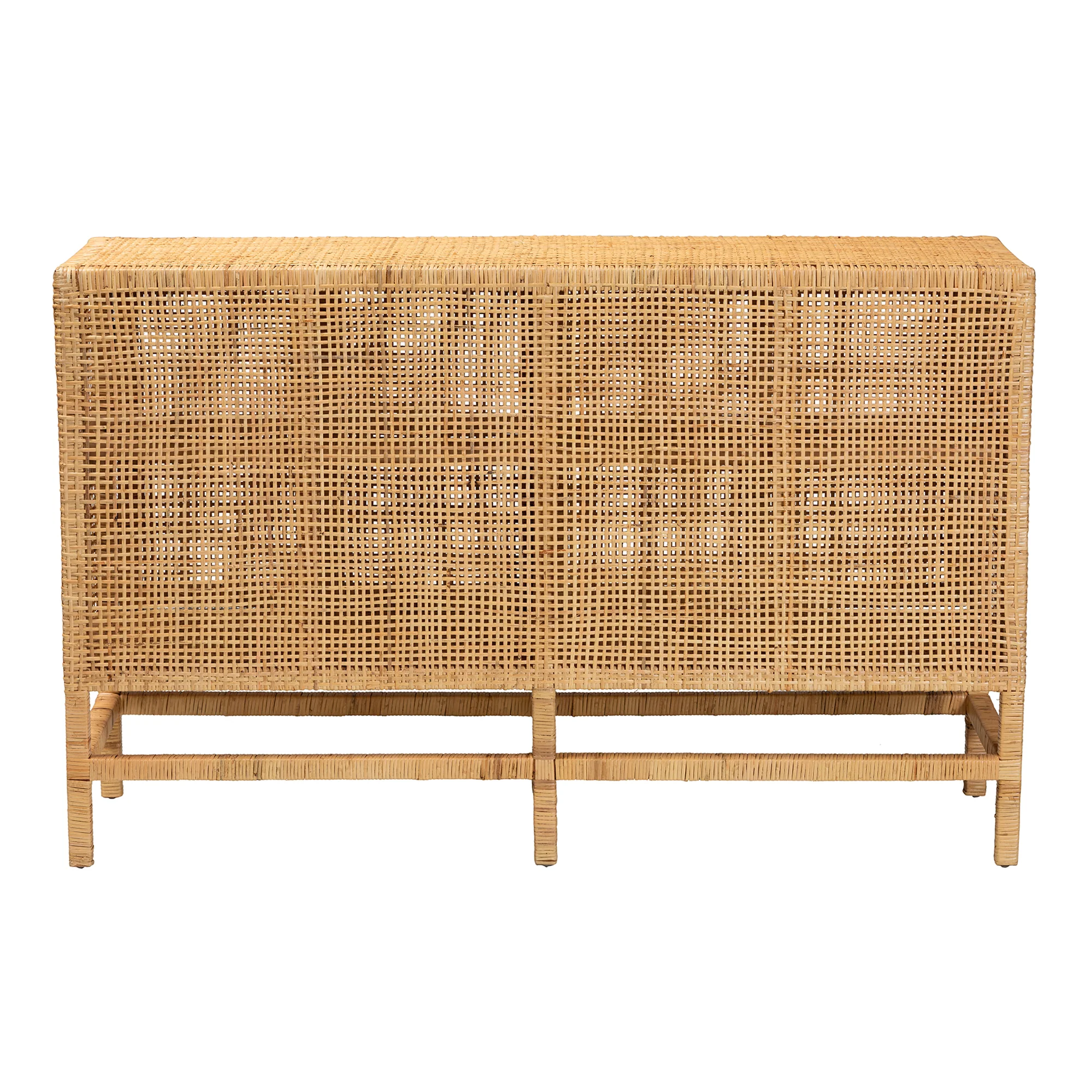 Baxton Studio bali & pari Vivan Modern Bohemian Natural Brown Rattan and Mahogany Wood Storage Cabinet - Image 6