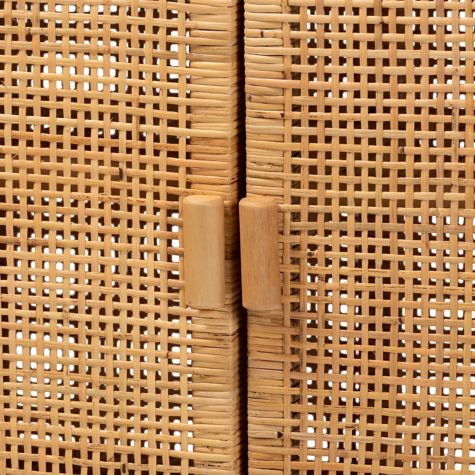 Baxton Studio bali & pari Vivan Modern Bohemian Natural Brown Rattan and Mahogany Wood Storage Cabinet - Image 7