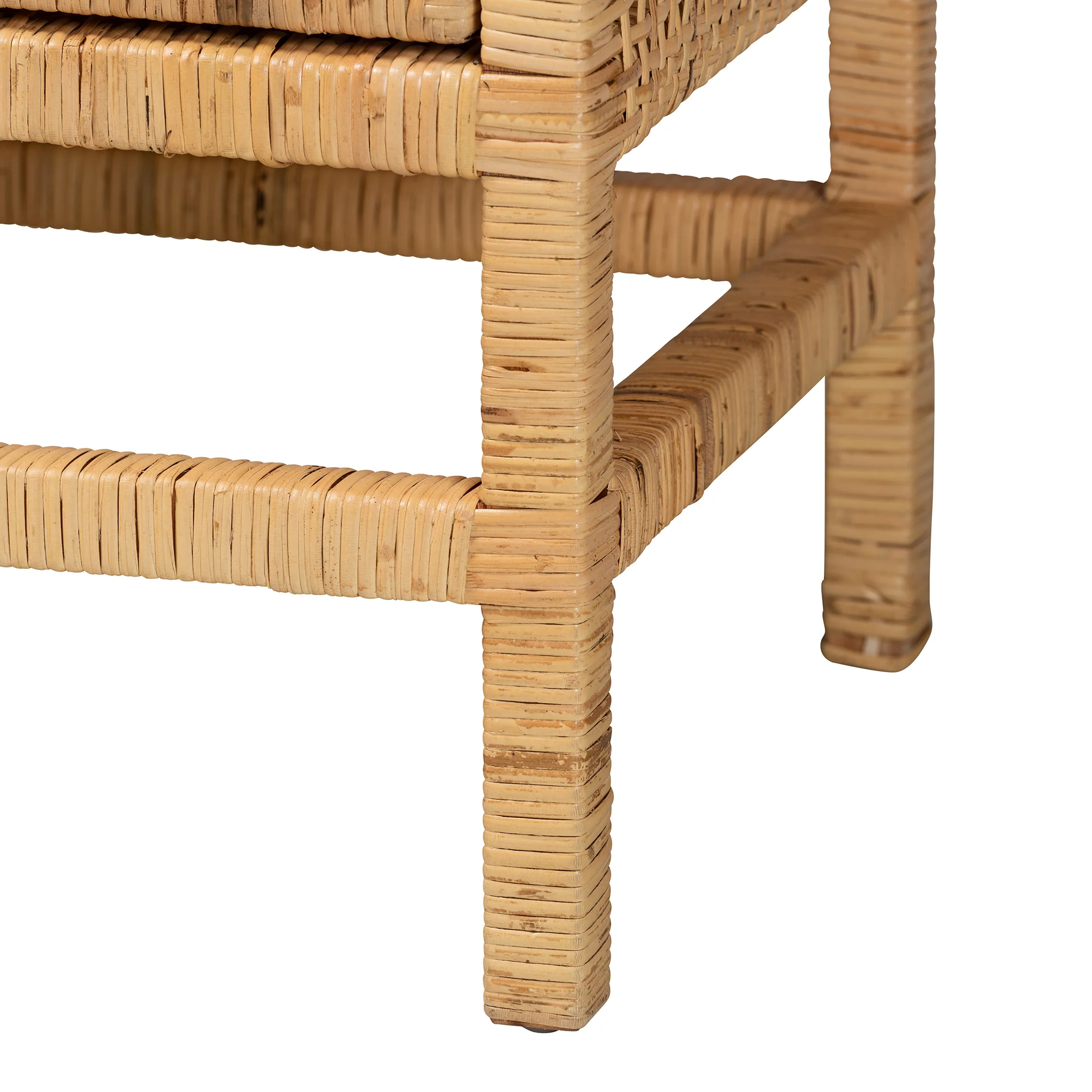 Baxton Studio bali & pari Vivan Modern Bohemian Natural Brown Rattan and Mahogany Wood Storage Cabinet - Image 8
