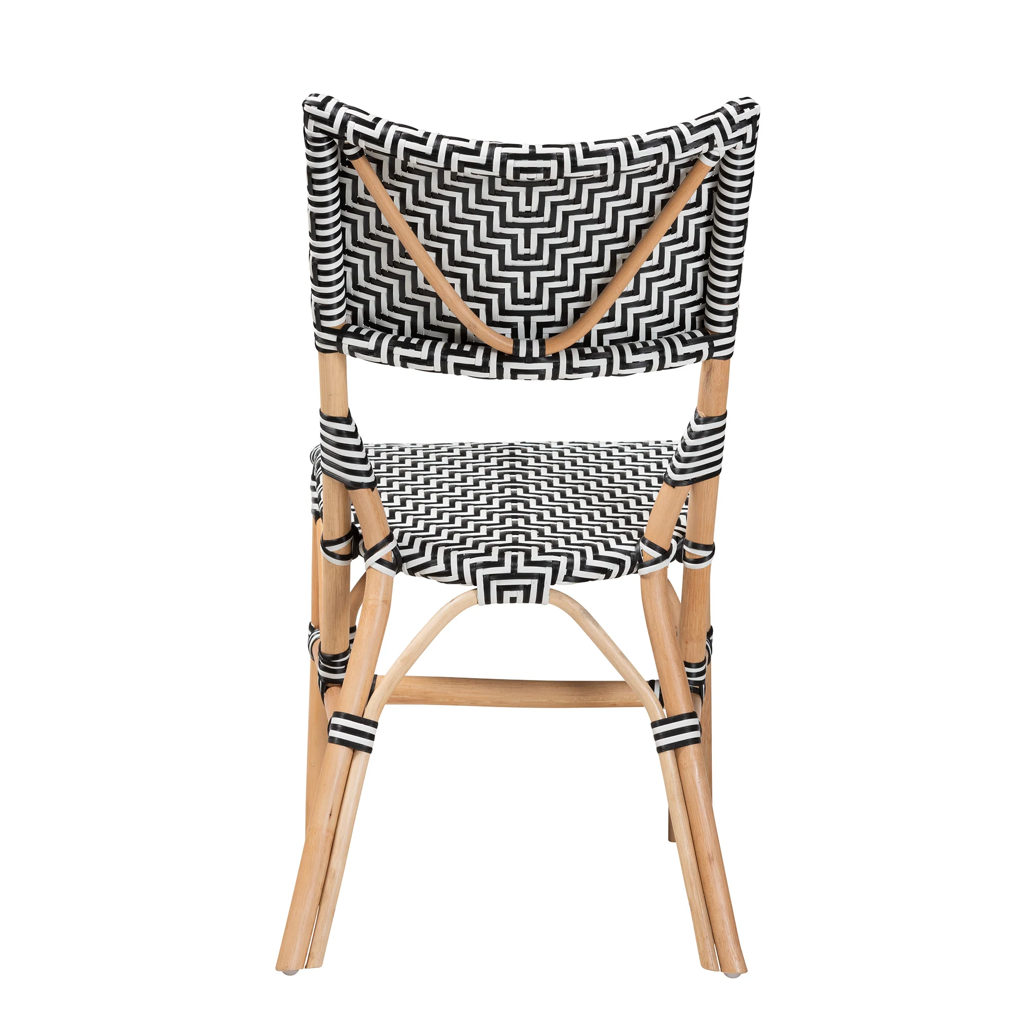 Baxton Studio bali & pari Wagner Modern French Black and White Weaving and Natural Rattan Bistro Chair - Image 5