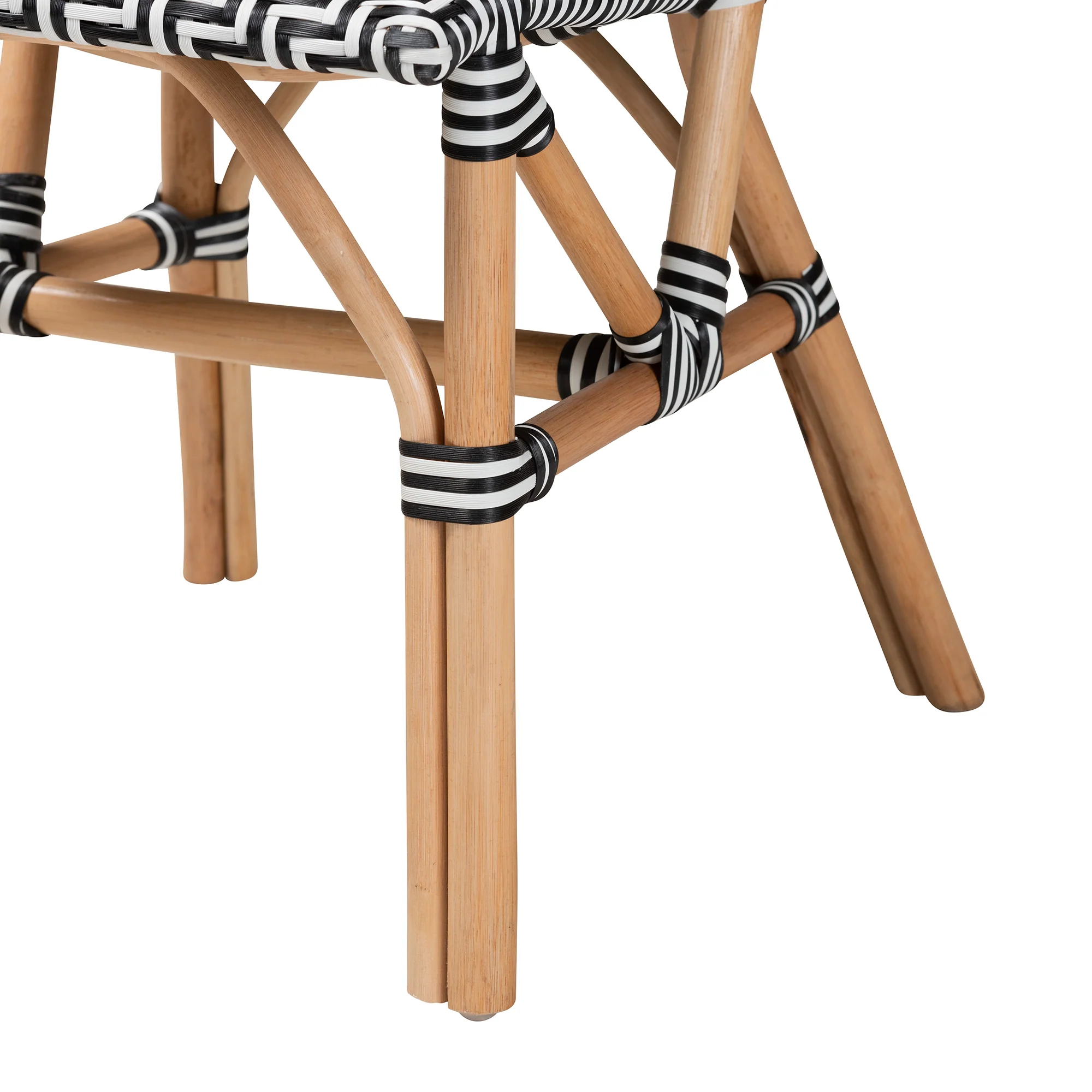 Baxton Studio bali & pari Wagner Modern French Black and White Weaving and Natural Rattan Bistro Chair - Image 7