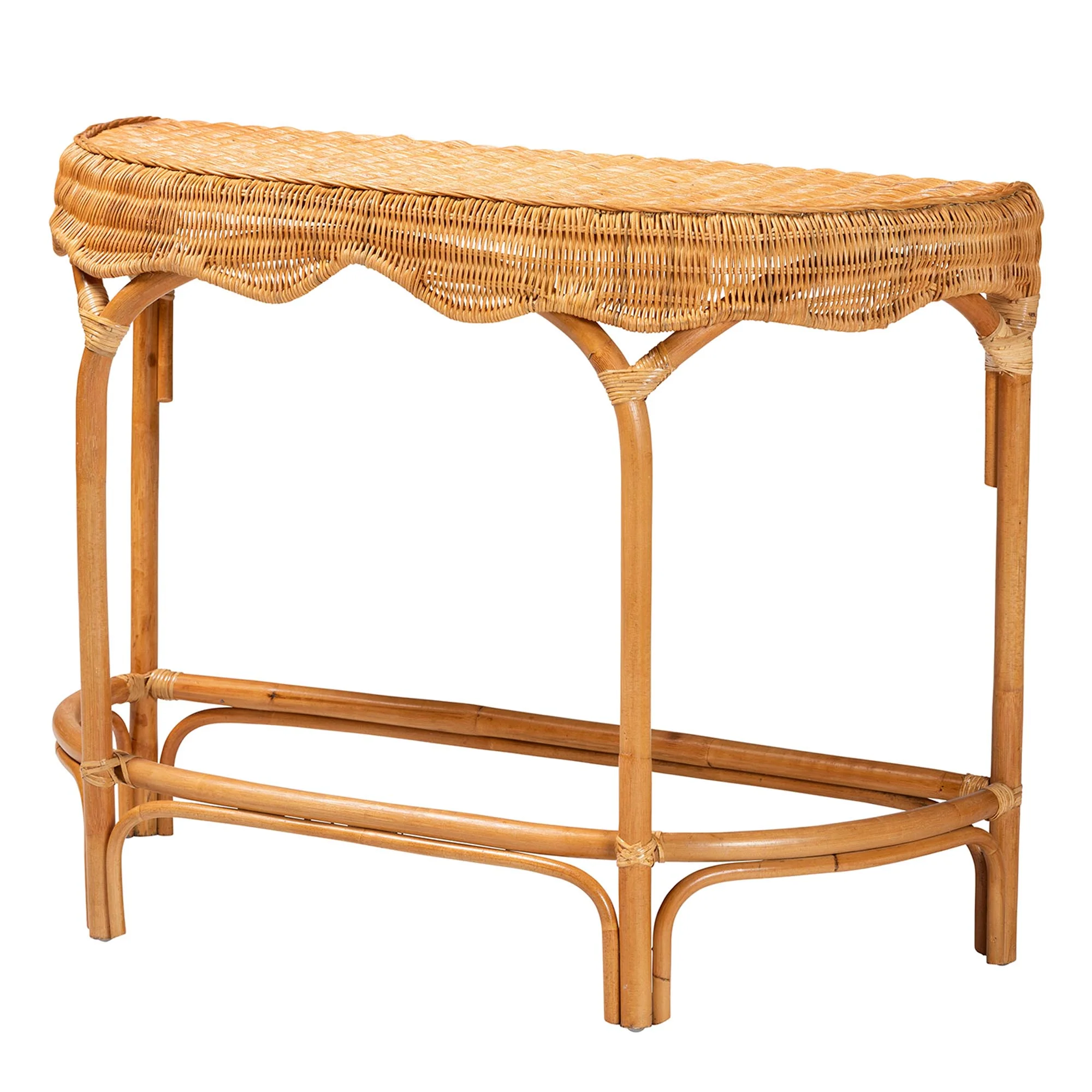Baxton Studio bali & pari Wakana Modern Bohemian Natural Brown Rattan Console Table - Image 2