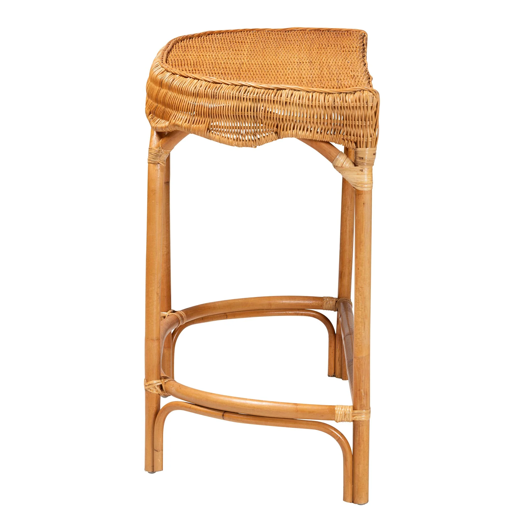 Baxton Studio bali & pari Wakana Modern Bohemian Natural Brown Rattan Console Table - Image 4