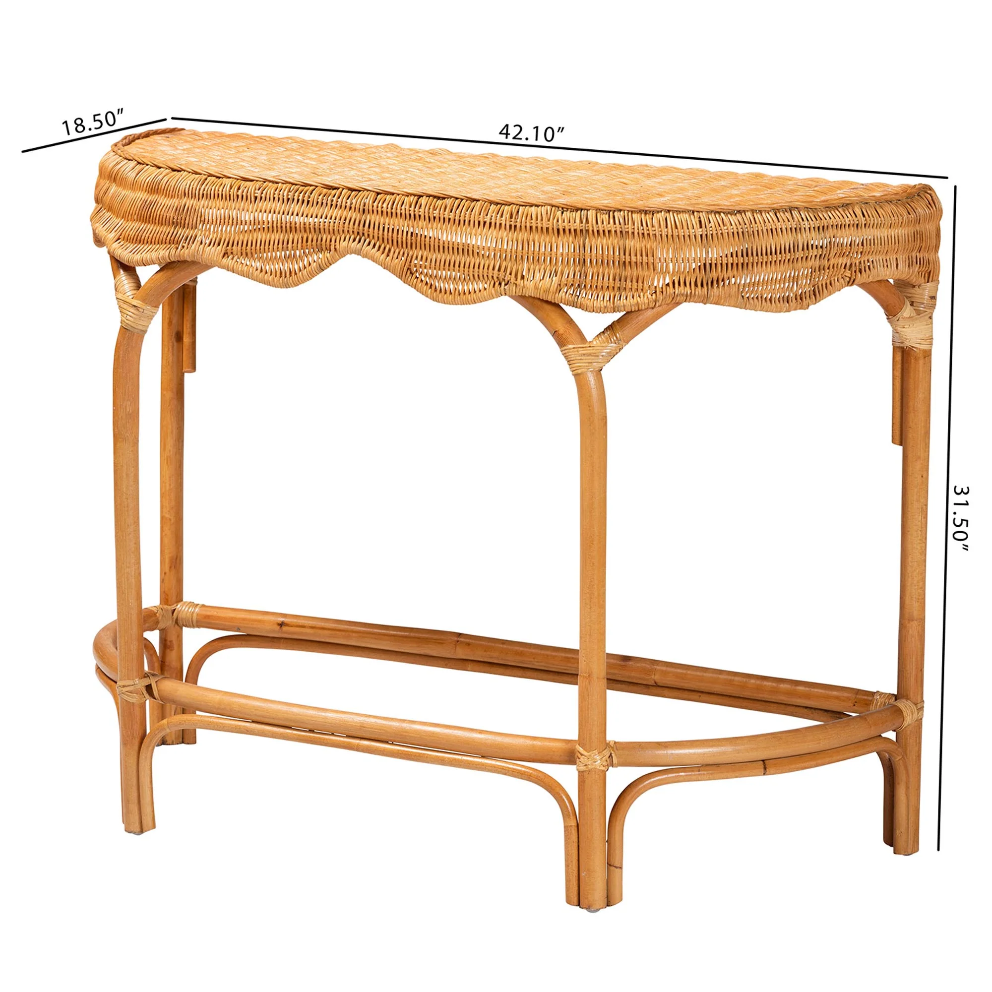 Baxton Studio bali & pari Wakana Modern Bohemian Natural Brown Rattan Console Table - Image 8