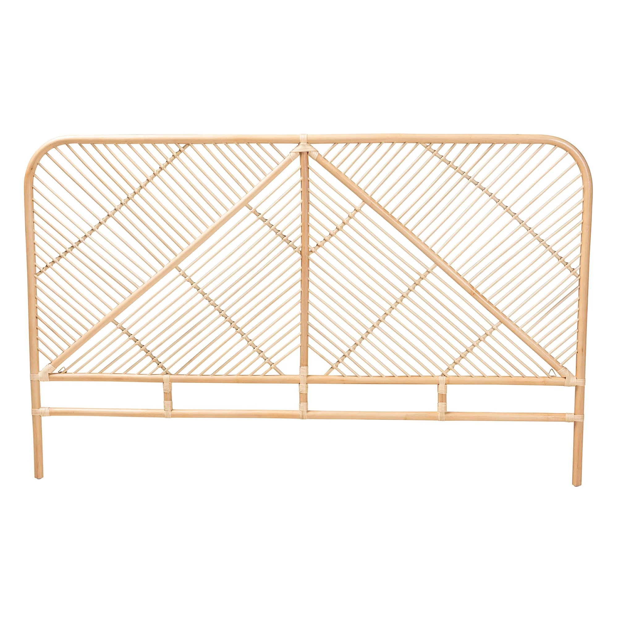 Baxton Studio bali & pari Walid Modern Bohemian Natural Brown Rattan Queen Size Standalone Headboard - Image 3