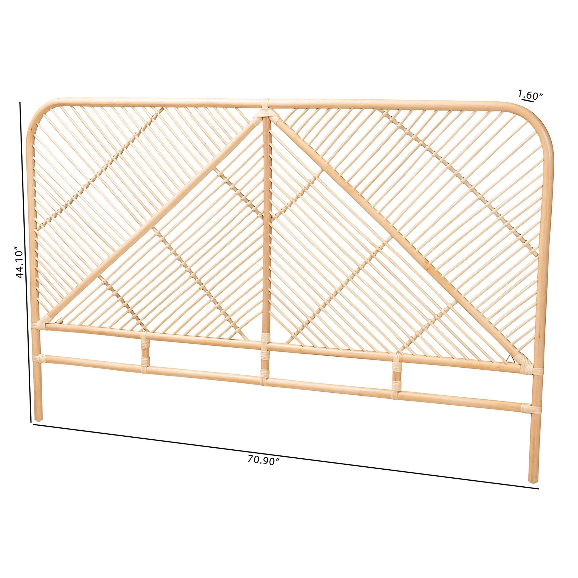Baxton Studio bali & pari Walid Modern Bohemian Natural Brown Rattan Queen Size Standalone Headboard - Image 7