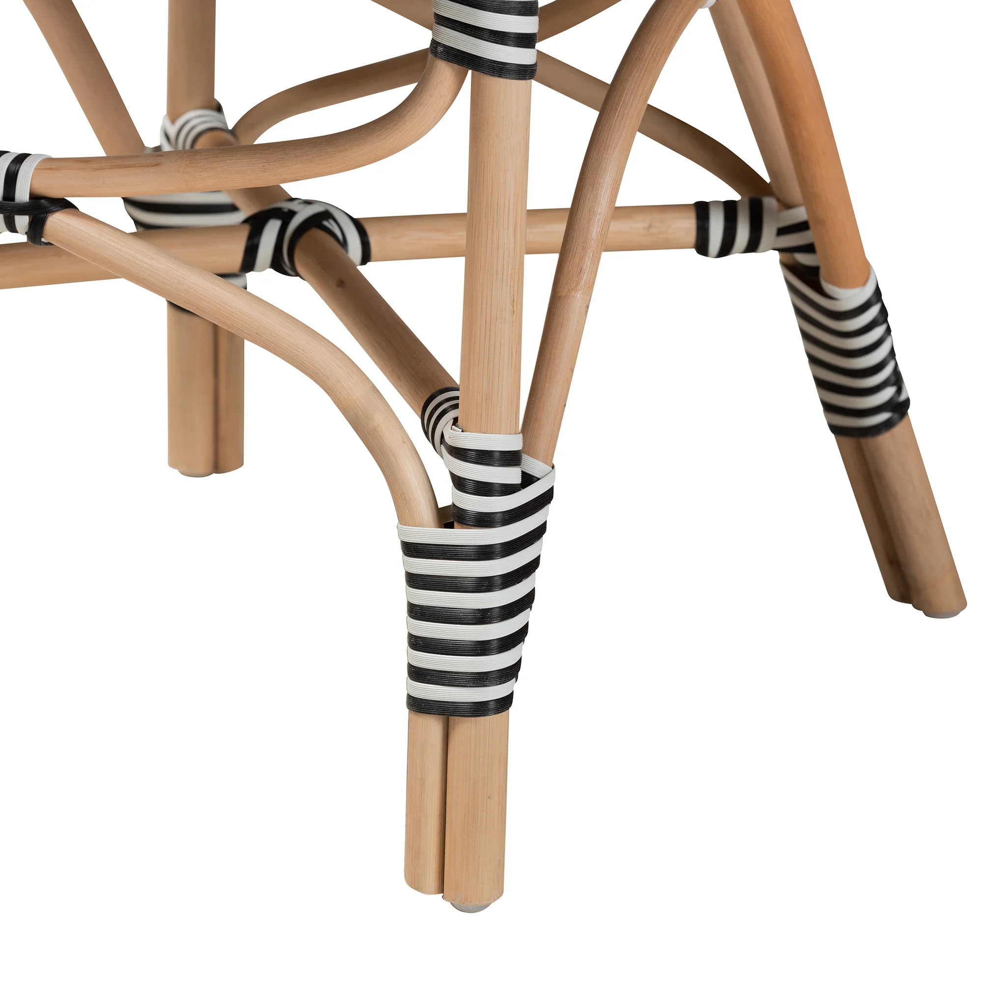 Baxton Studio bali & pari Wallis Modern French Two-Tone Black and White Weaving and Natural Rattan Indoor Dining Chair - Image 9
