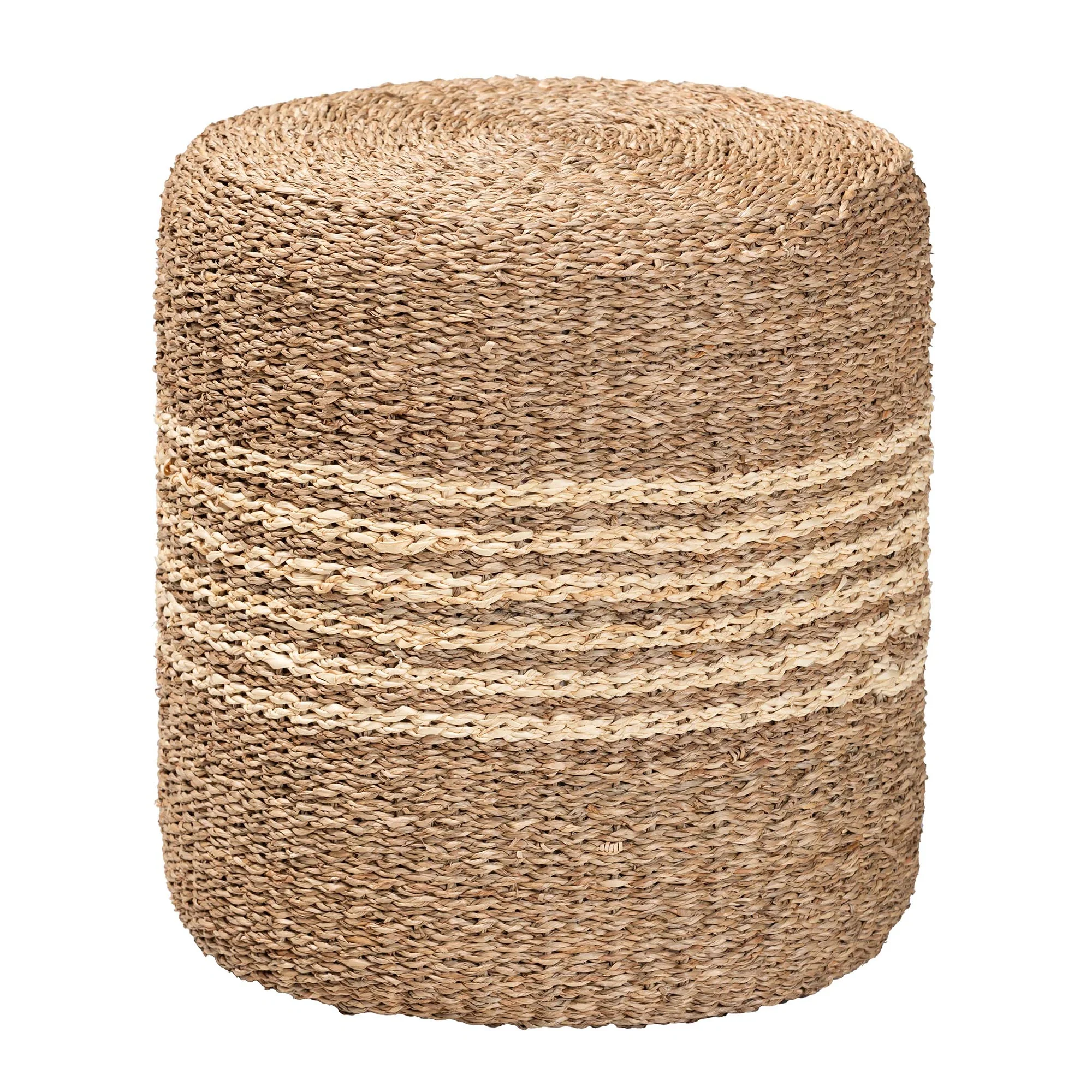 Baxton Studio bali & pari Wickham Modern Bohemian Natural Brown Seagrass Ottoman Footstool - Image 2