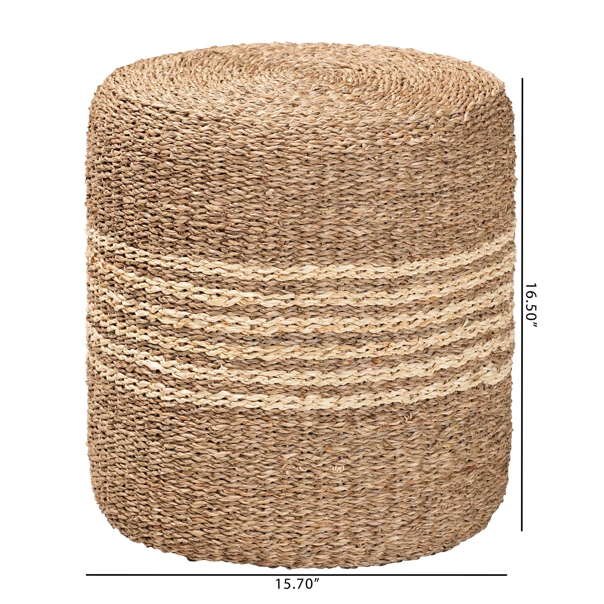 Baxton Studio bali & pari Wickham Modern Bohemian Natural Brown Seagrass Ottoman Footstool - Image 7
