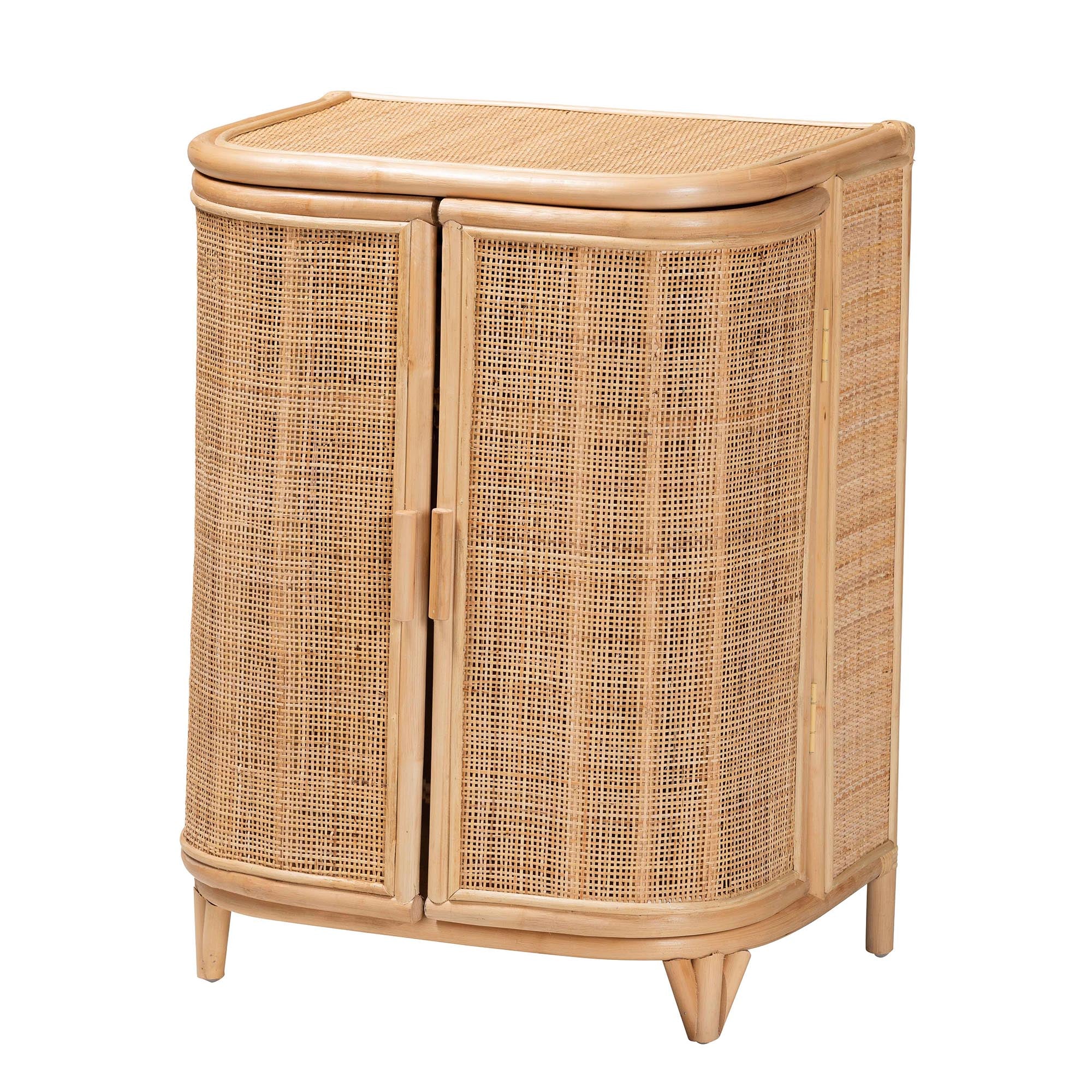 Baxton Studio bali & pari Yanka Bohemian Natural Rattan Storage Cabinet - Image 2