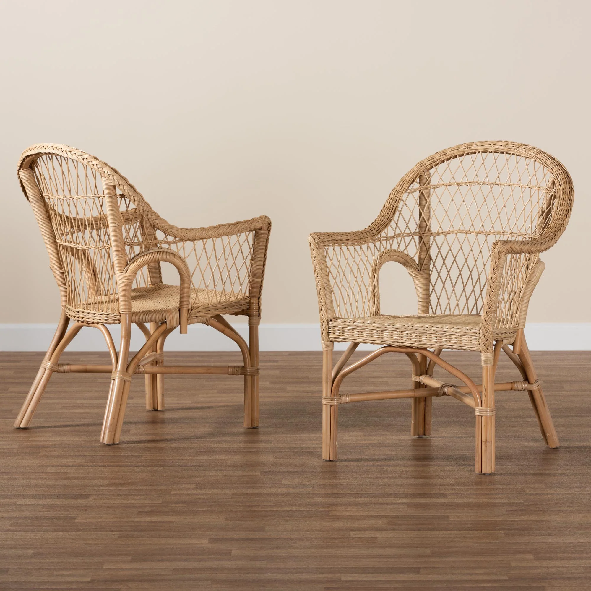 Baxton Studio bali & pari Zara Modern Bohemian Natural Rattan 2-Piece Accent Chair Set - Image 2